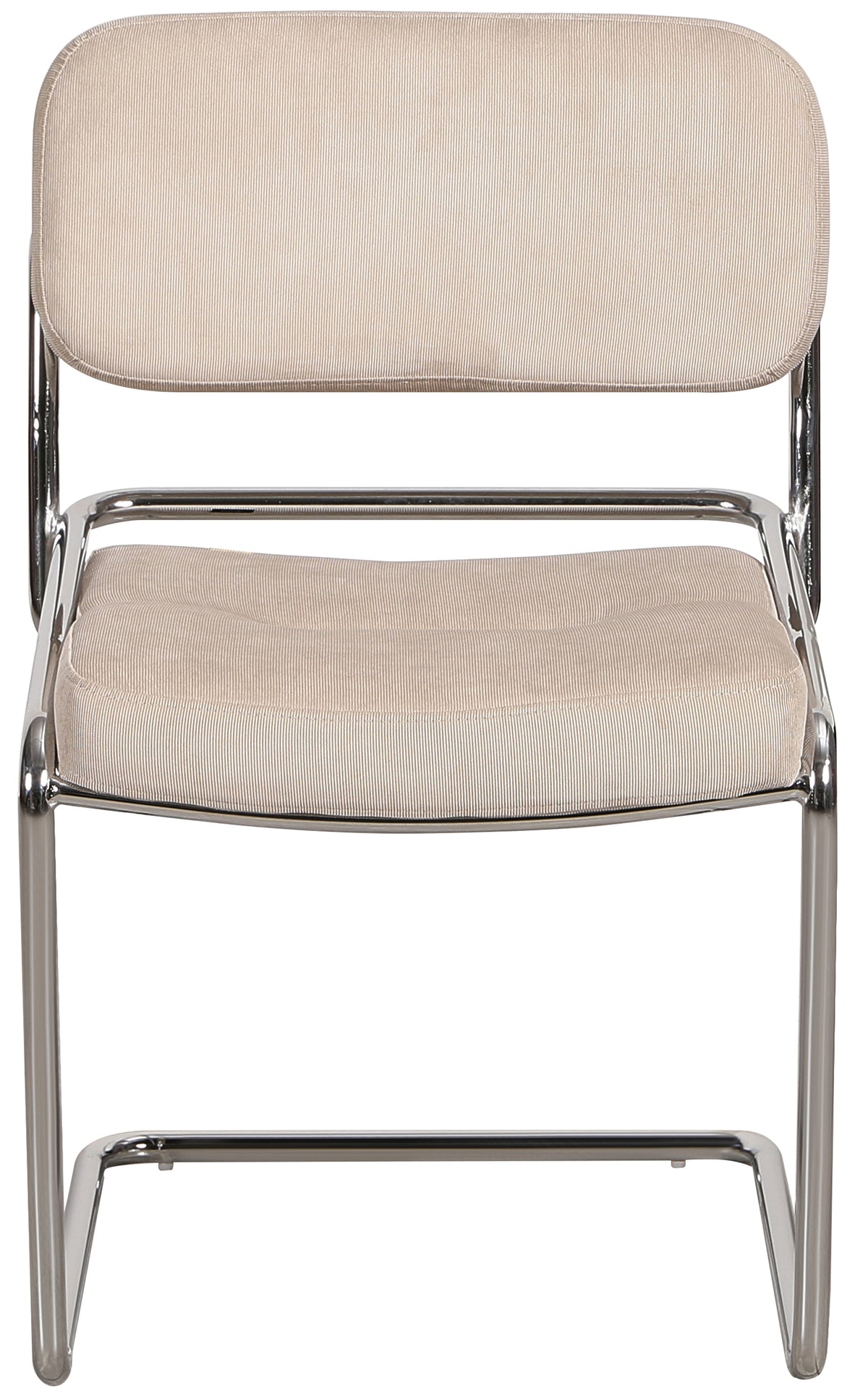 Vamp Polsterstuhl in Beige Cordstoff auf verchromtem Gestell