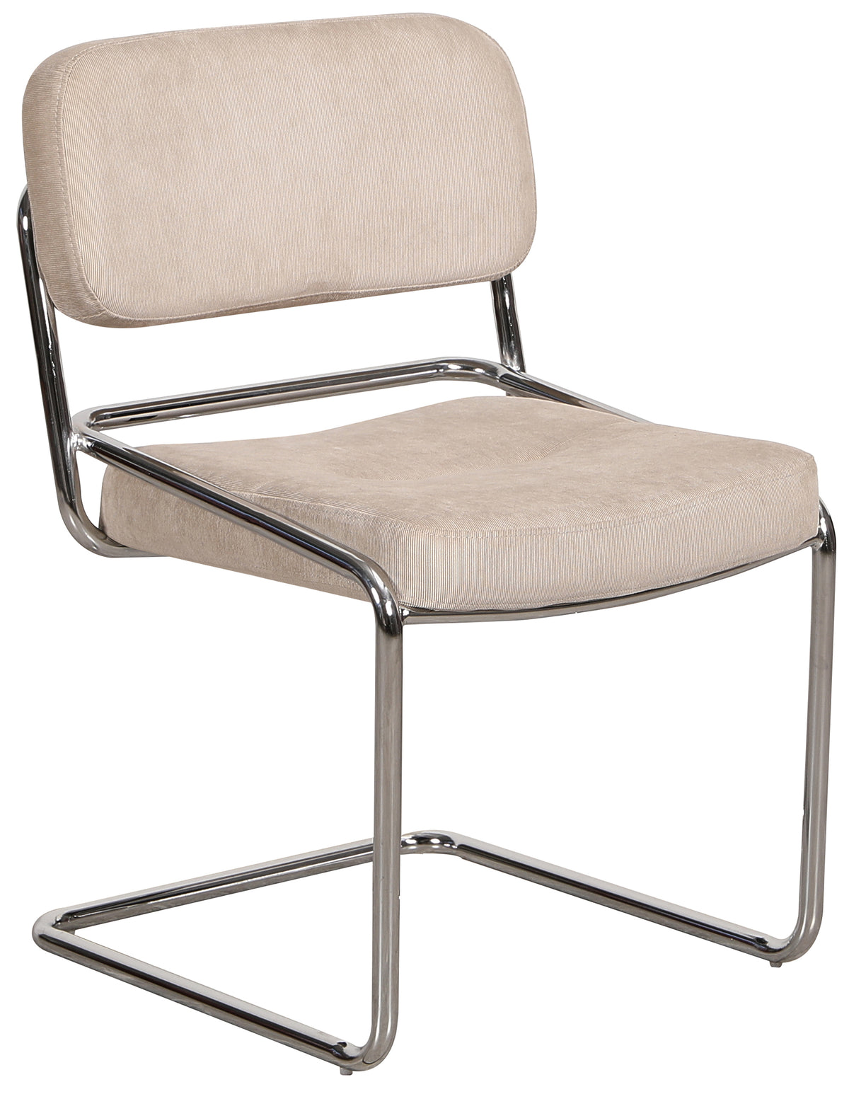 Vamp Polsterstuhl in Beige Cordstoff auf verchromtem Gestell
