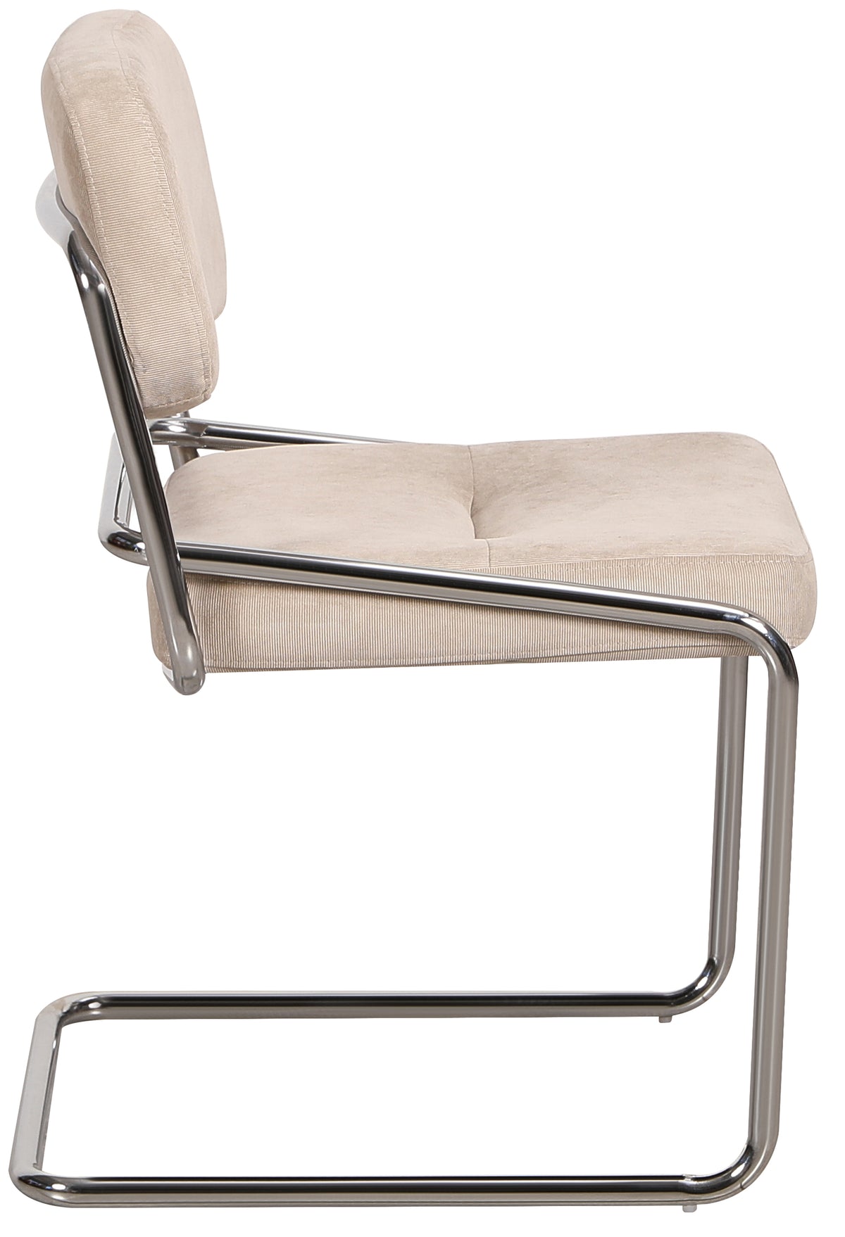 Vamp Polsterstuhl in Beige Cordstoff auf verchromtem Gestell