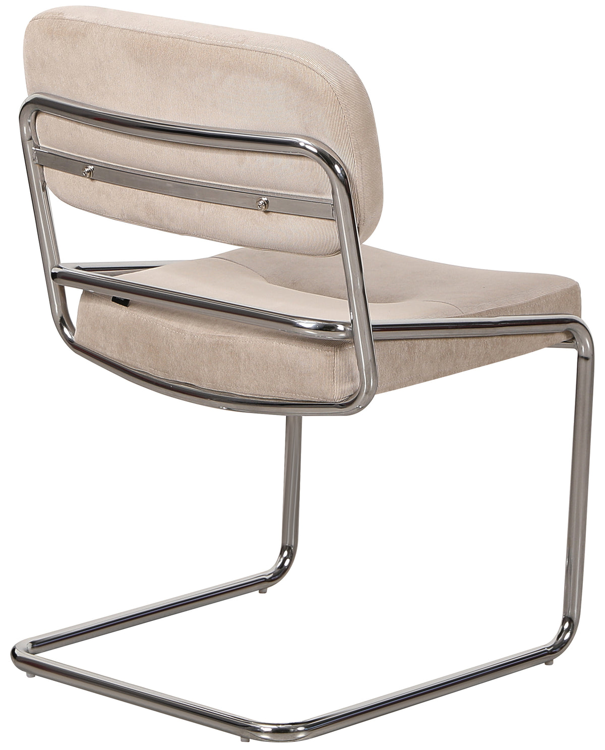 Vamp Polsterstuhl in Beige Cordstoff auf verchromtem Gestell