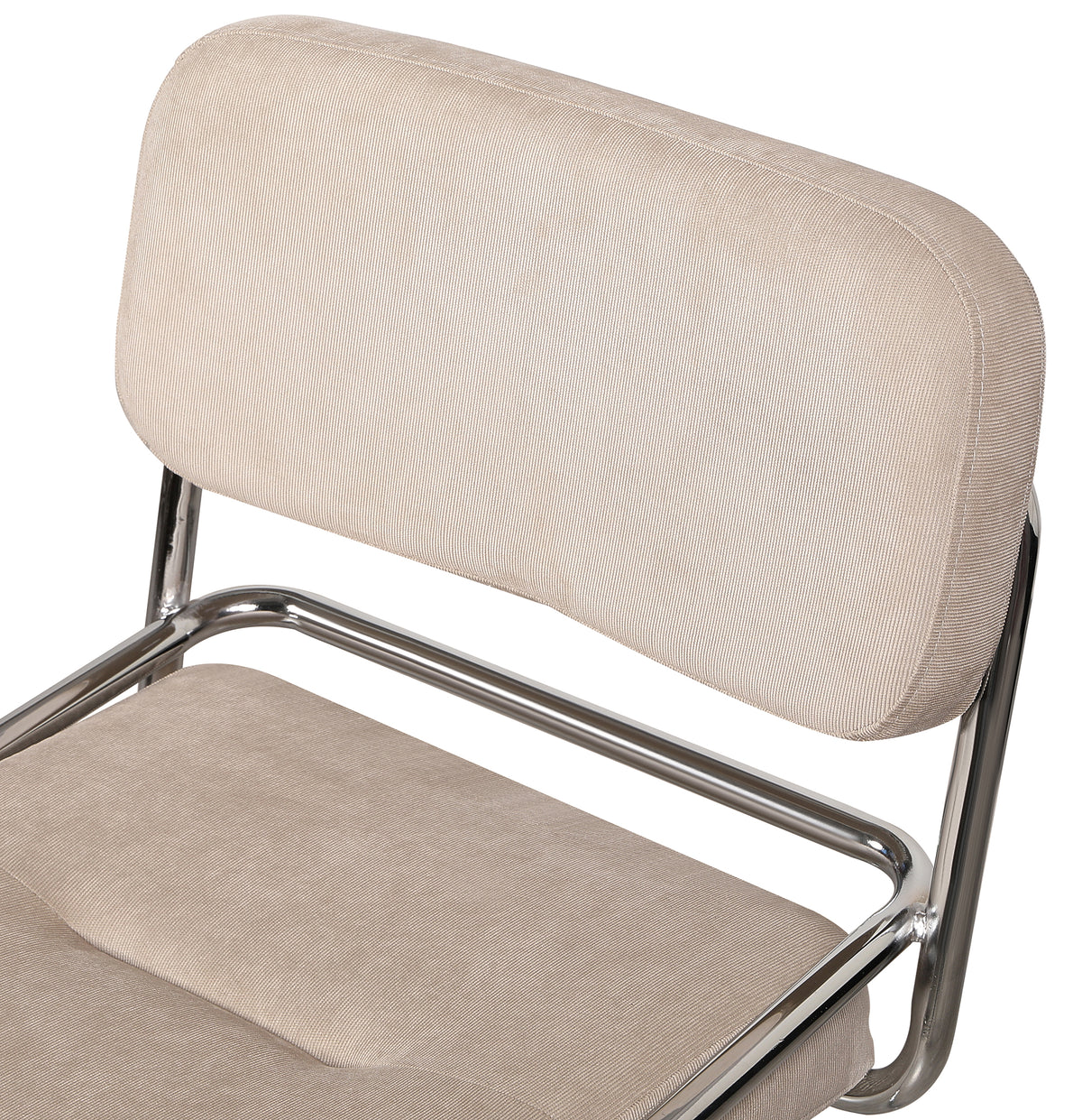 Vamp Polsterstuhl in Beige Cordstoff auf verchromtem Gestell