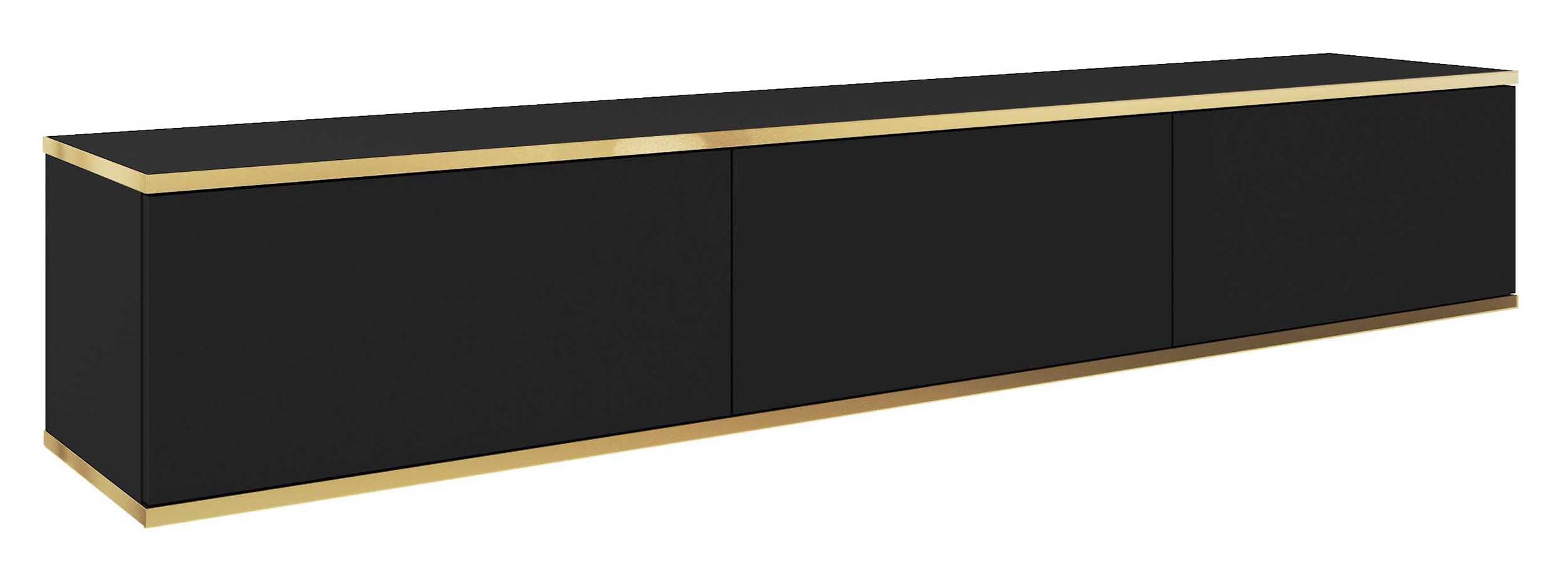 TV-Schrank Mucalma 175 cm schwarz mit goldenen Einsätzen