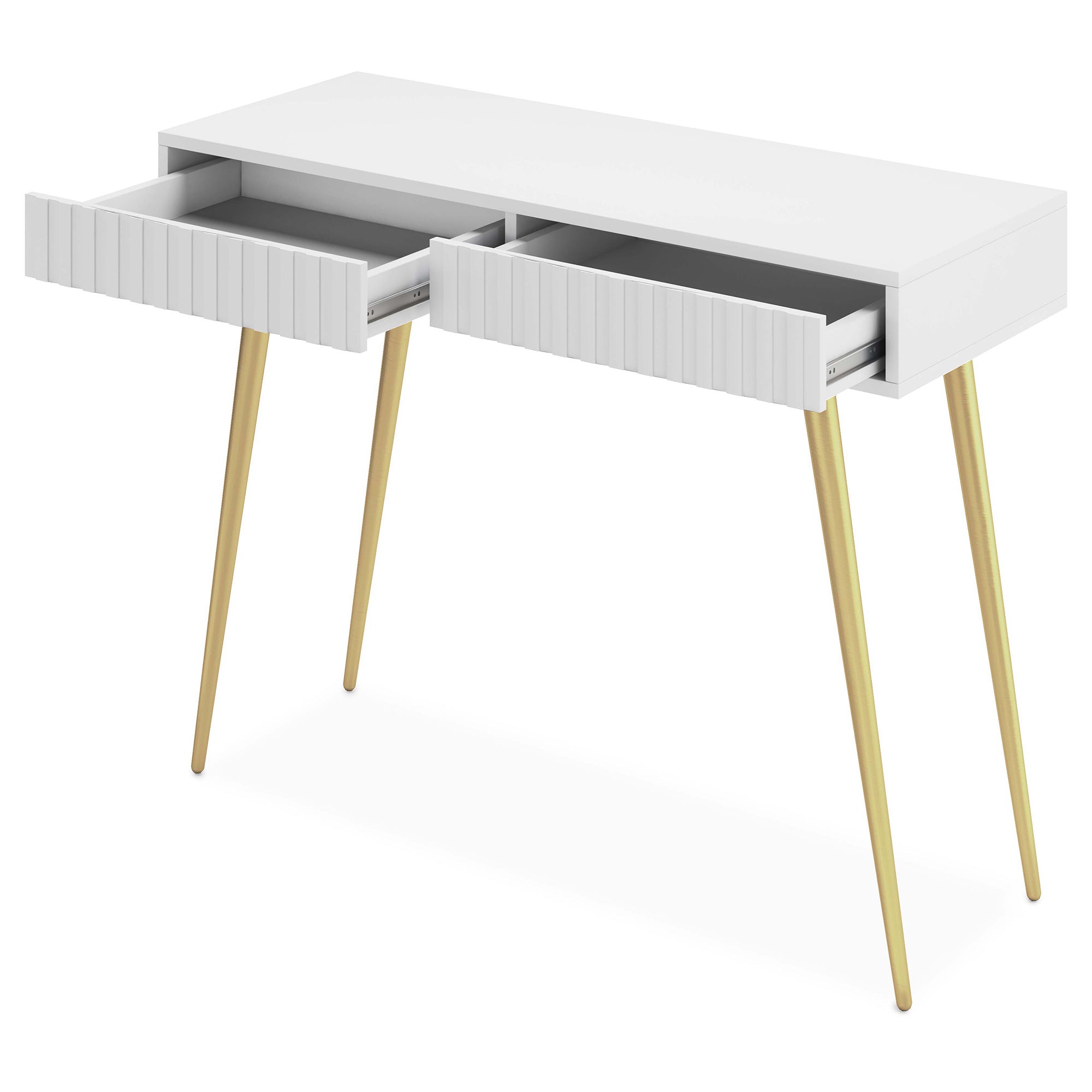 Toilettentisch Bello 104 cm weiß mit goldenen Beinen