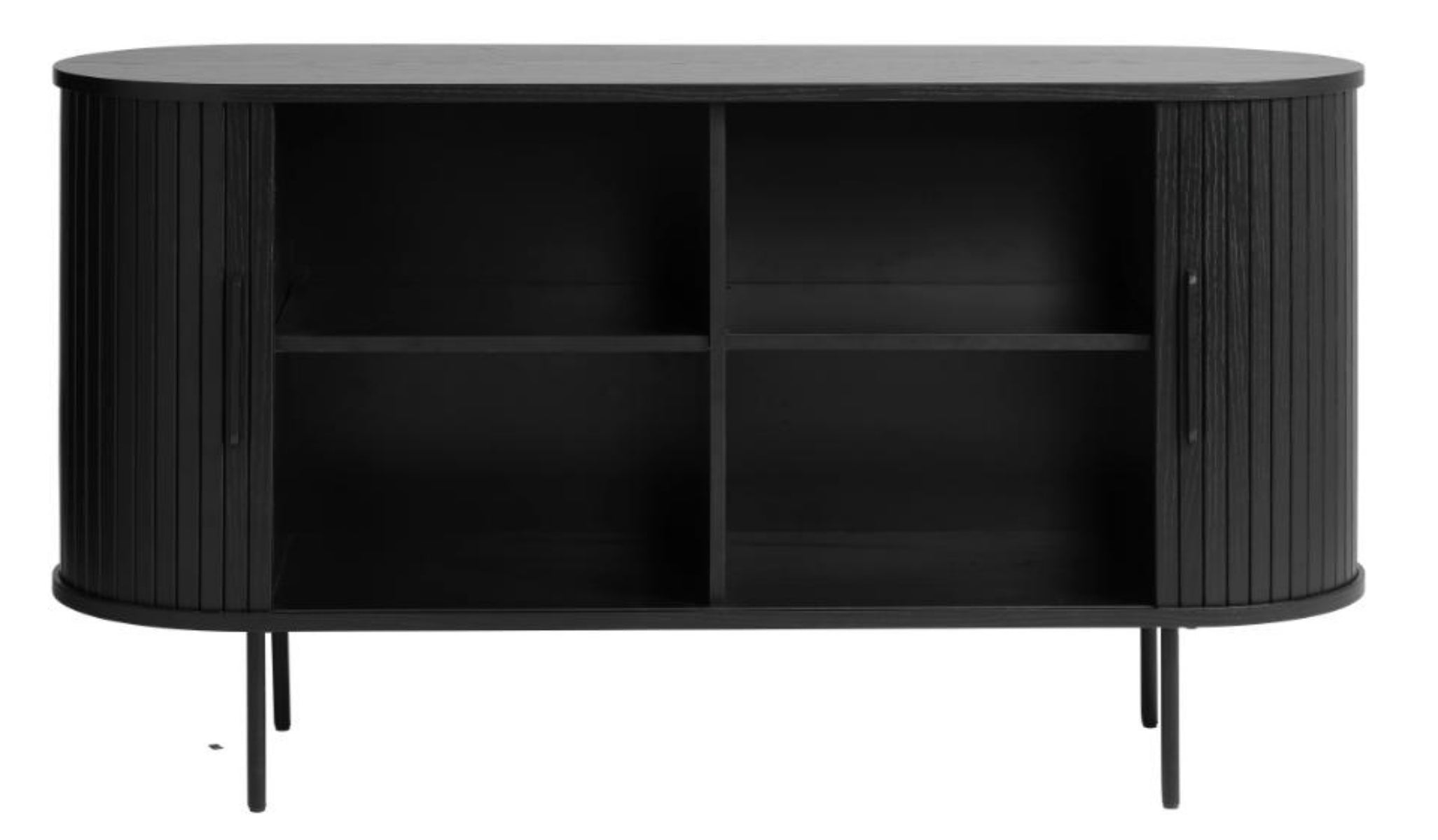 Kommode Gativel 140x76 cm Lamellen Eiche Schwarz
