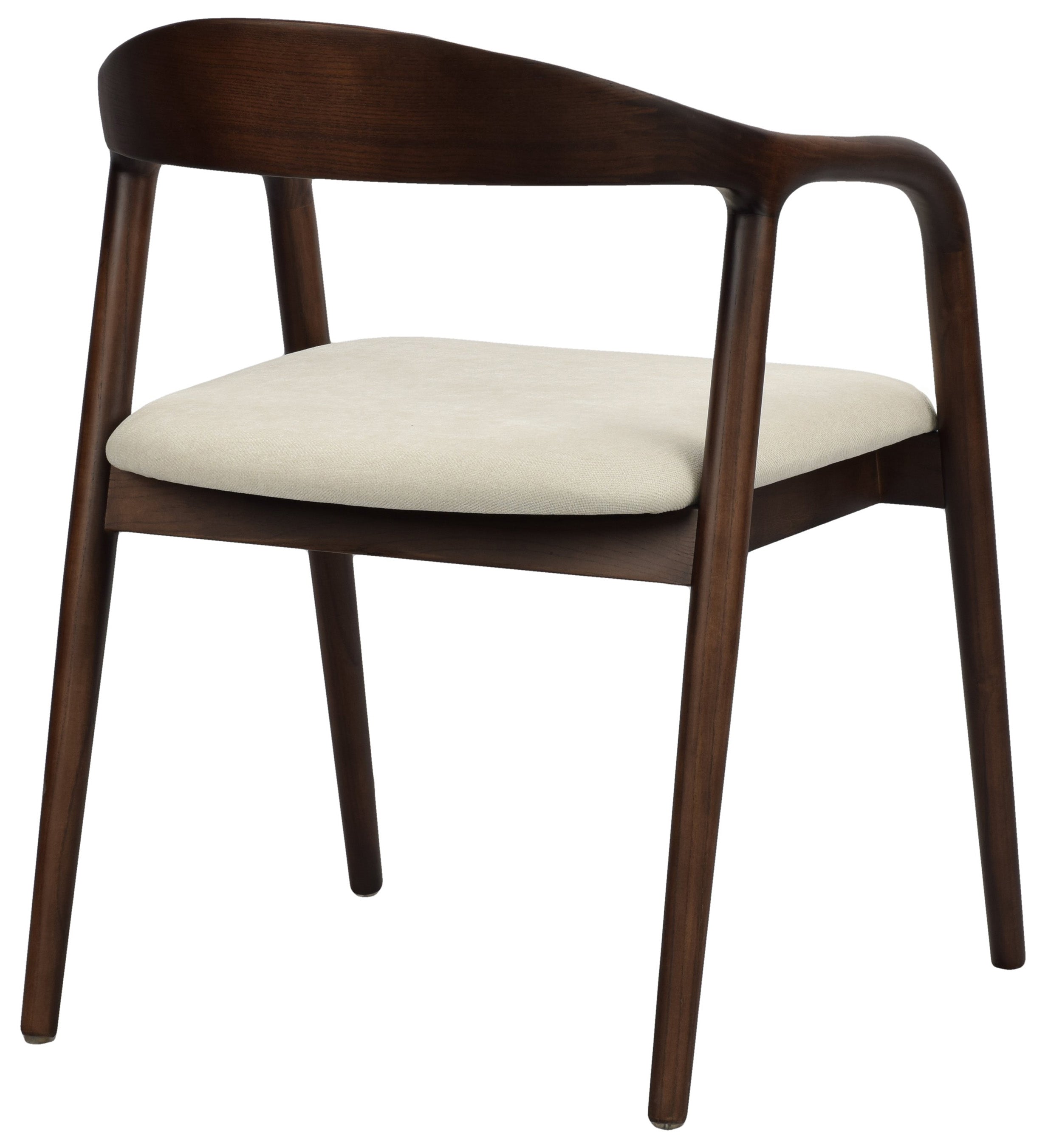 Holzstuhl für das Esszimmer Insible mit leicht zu reinigendem Stoff, cremefarbene Flechtung/Nussbaum