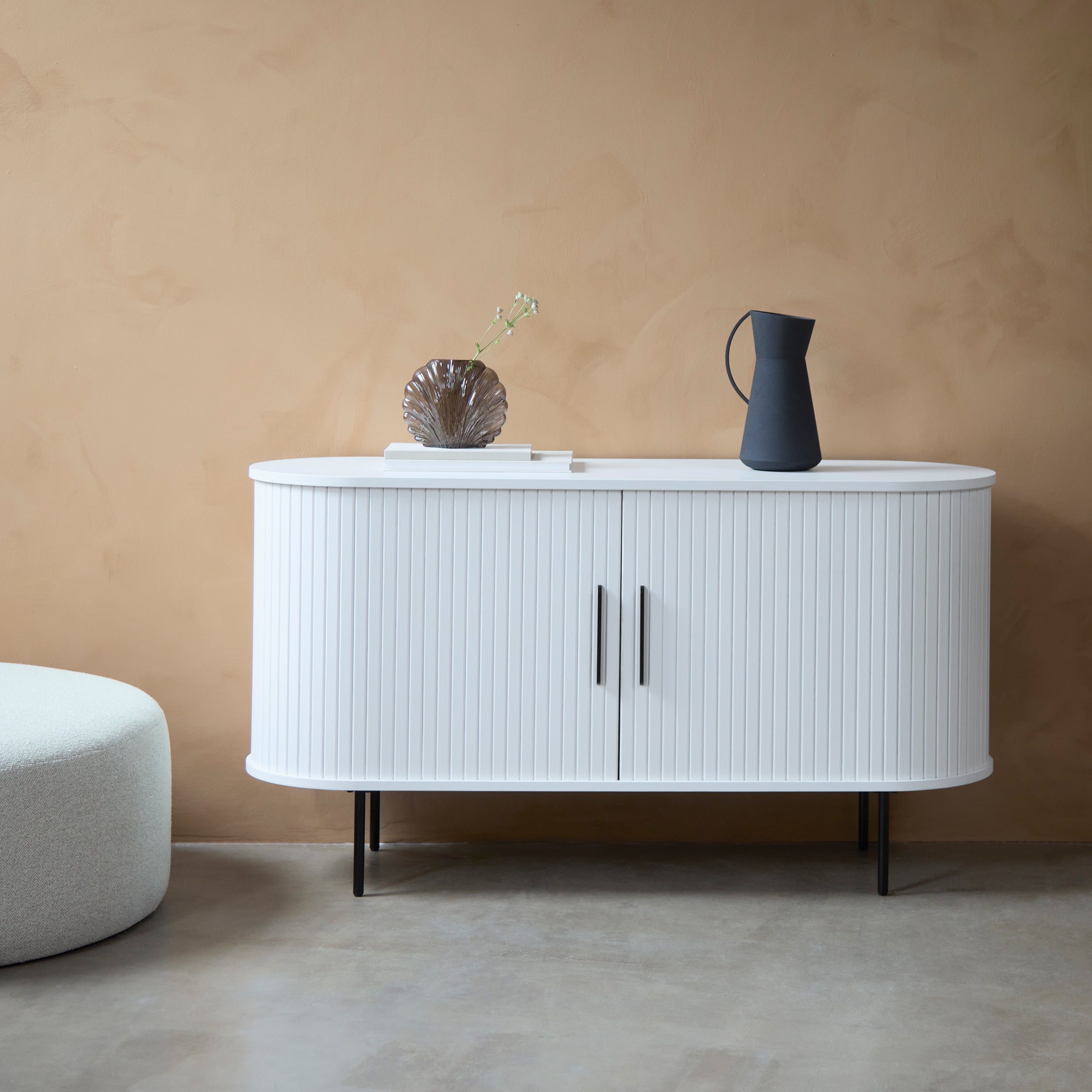 Kommode Gativel 120 cm weiße Lamellen