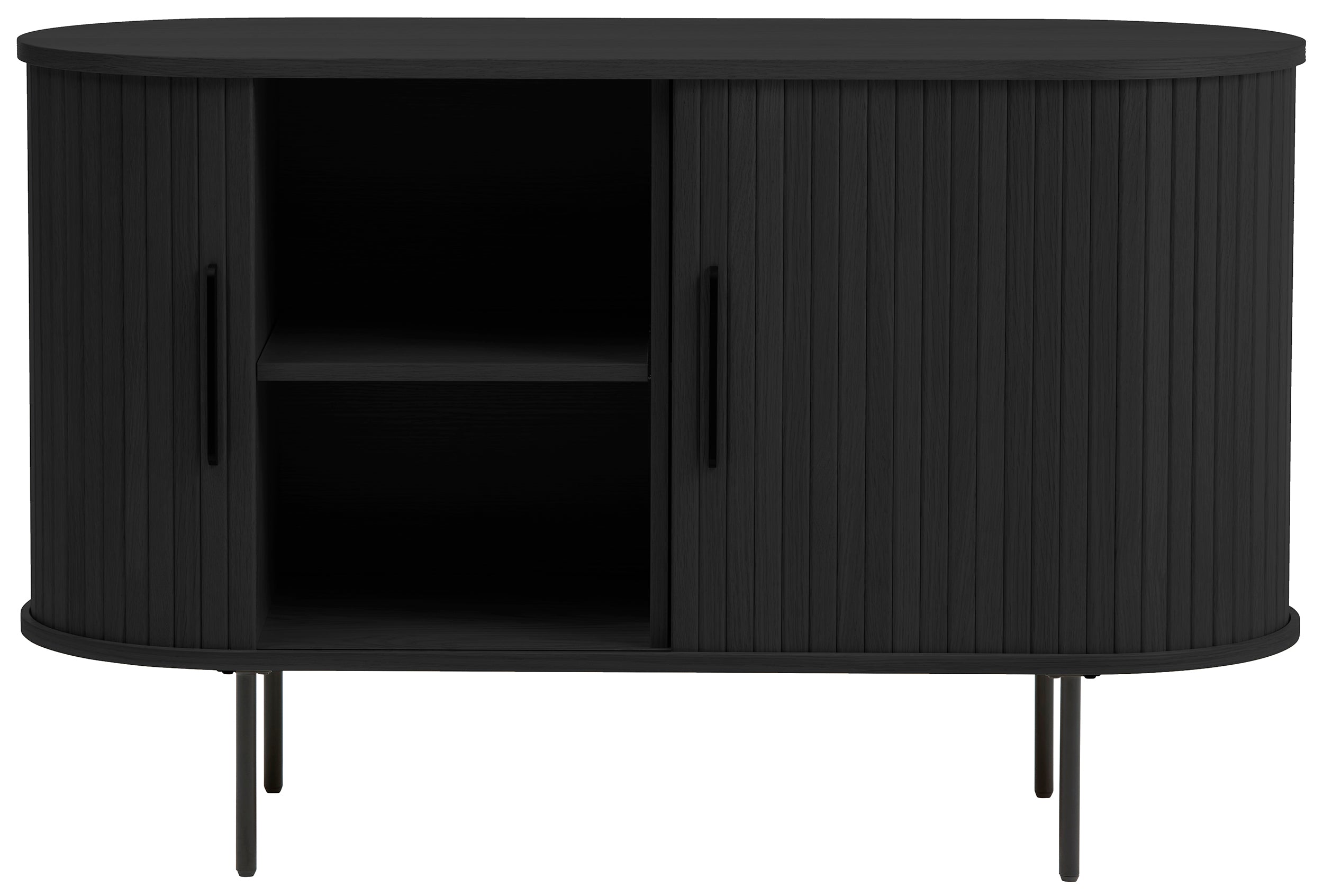 Kommode Gativel 120 cm Lamellen Eiche Schwarz