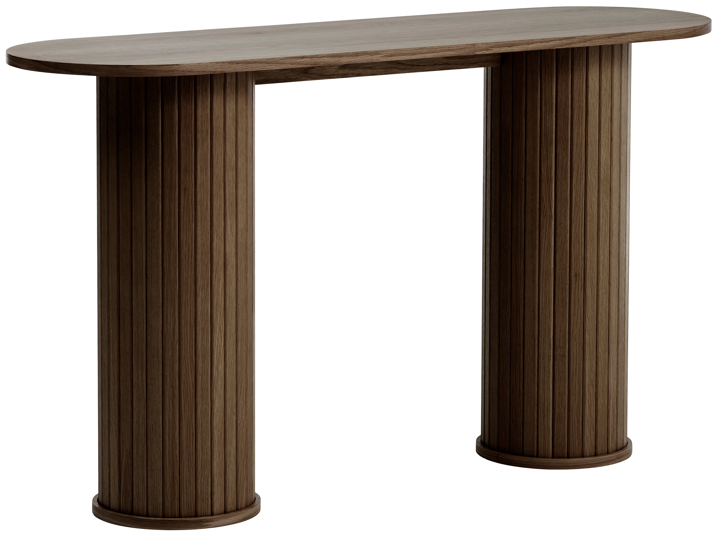 Gativel-Konsole 130 cm, Lamellen, gebrannter Eichenholzton