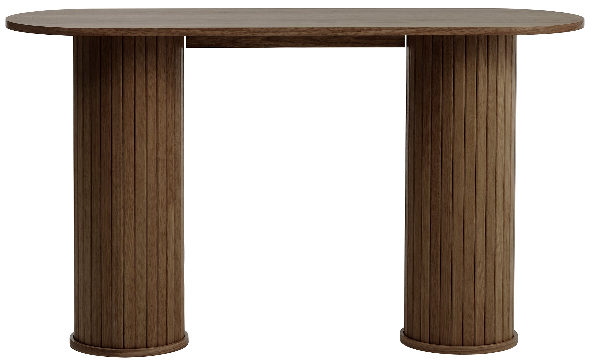 Gativel-Konsole 130 cm, Lamellen, gebrannter Eichenholzton