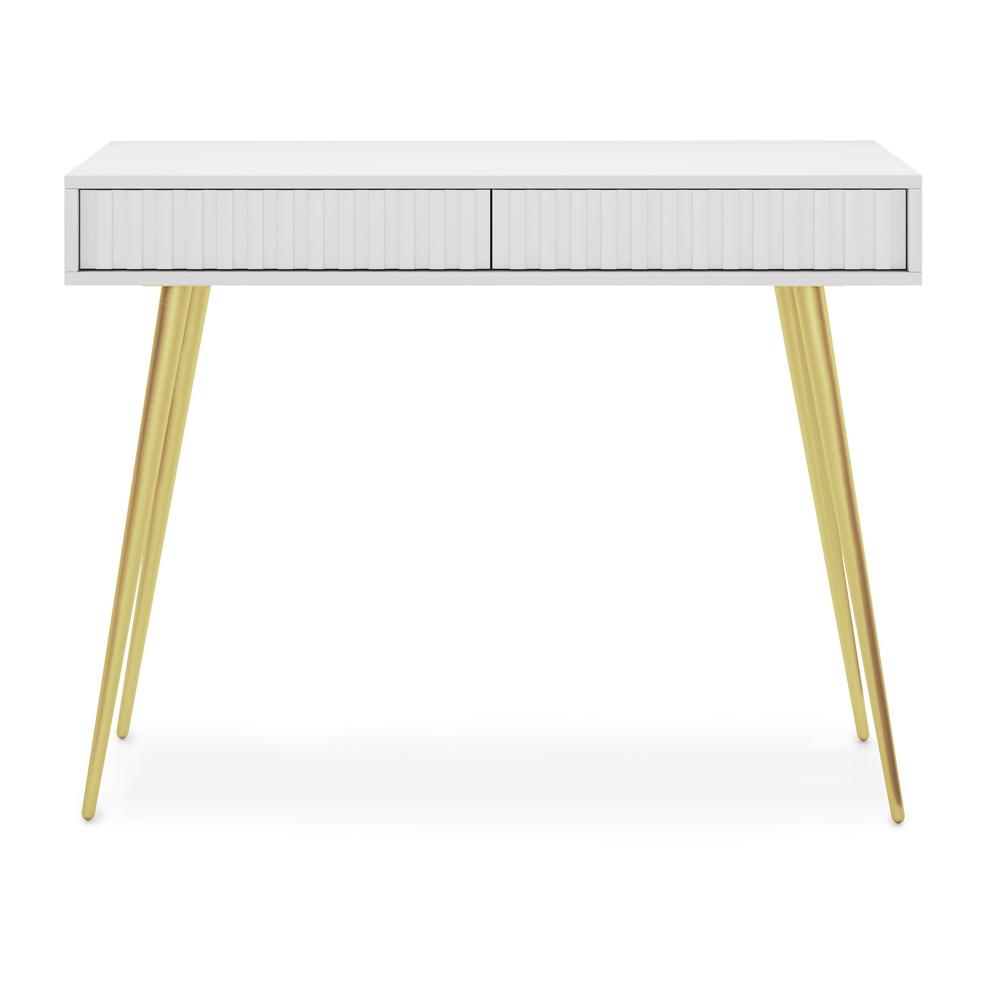 Toilettentisch Bello 104 cm weiß mit goldenen Beinen