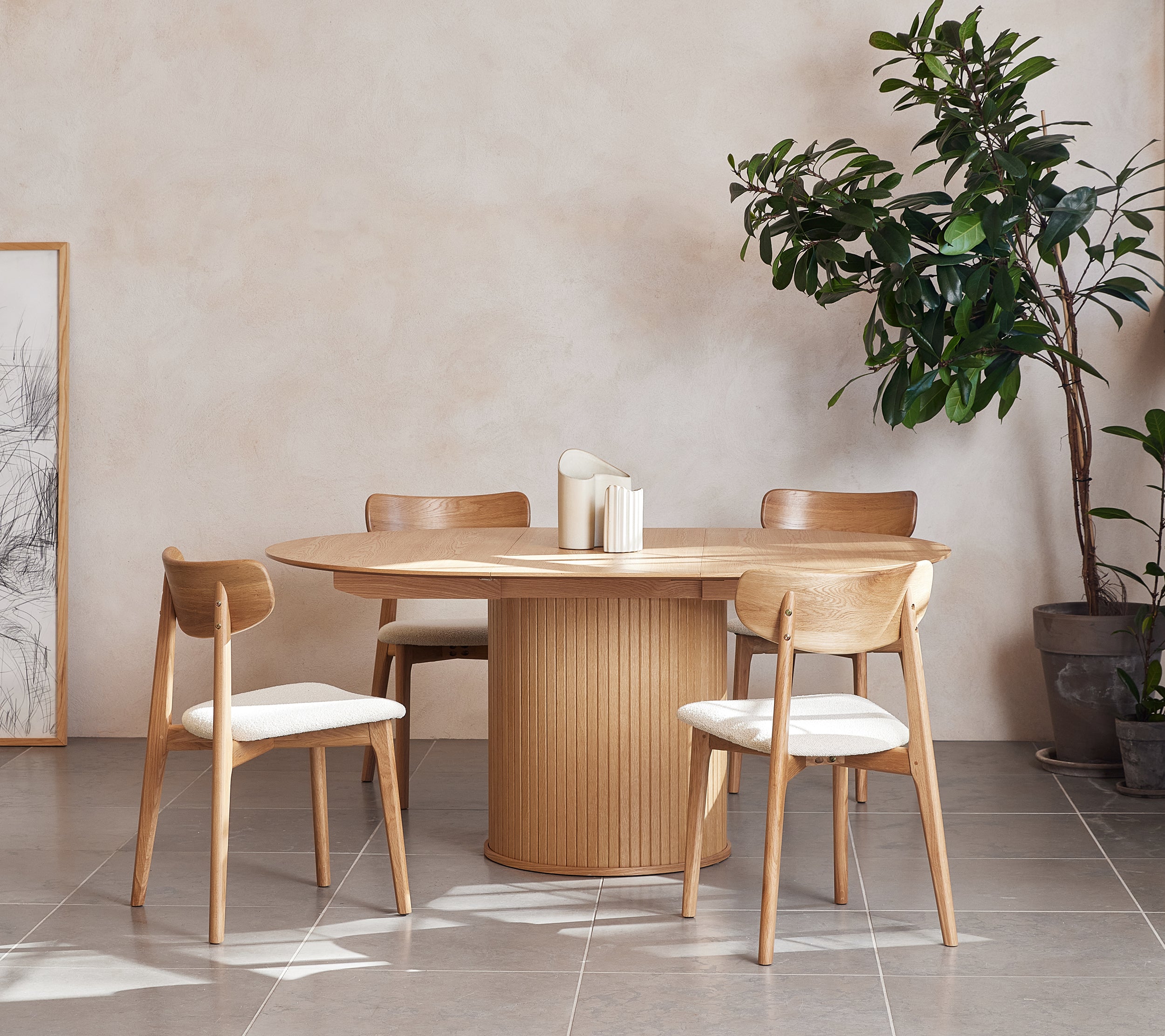 Ausziehbarer Tisch Gativel 120-167 cm Lamellen natürliche Eiche