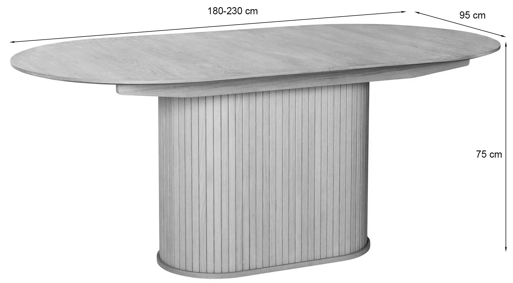 Ausziehbarer Tisch Gativel 180-230x95 cm Lamellen Eiche Schwarz