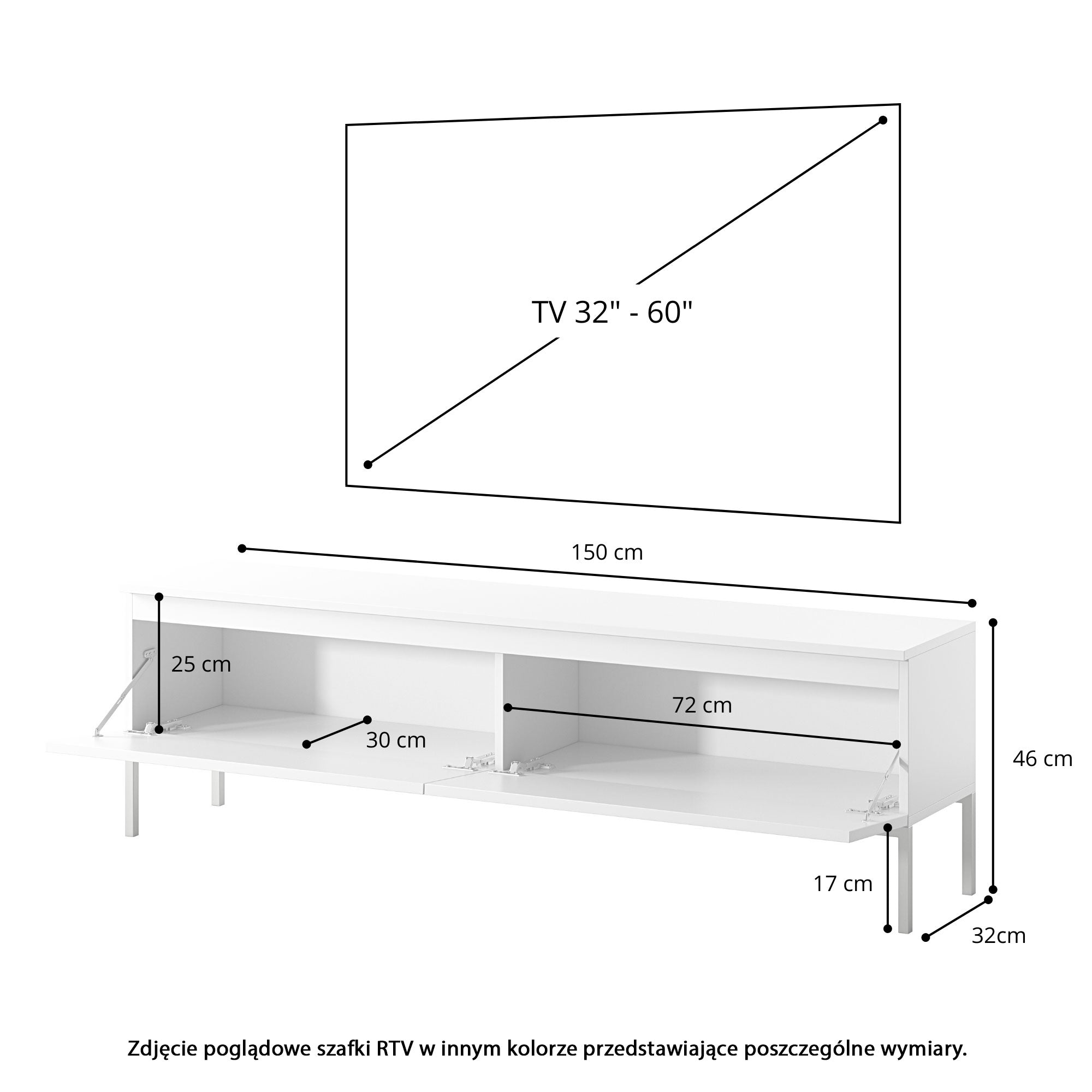 TV-Schrank Bemmi 150 cm schwarz mit goldenen Beinen