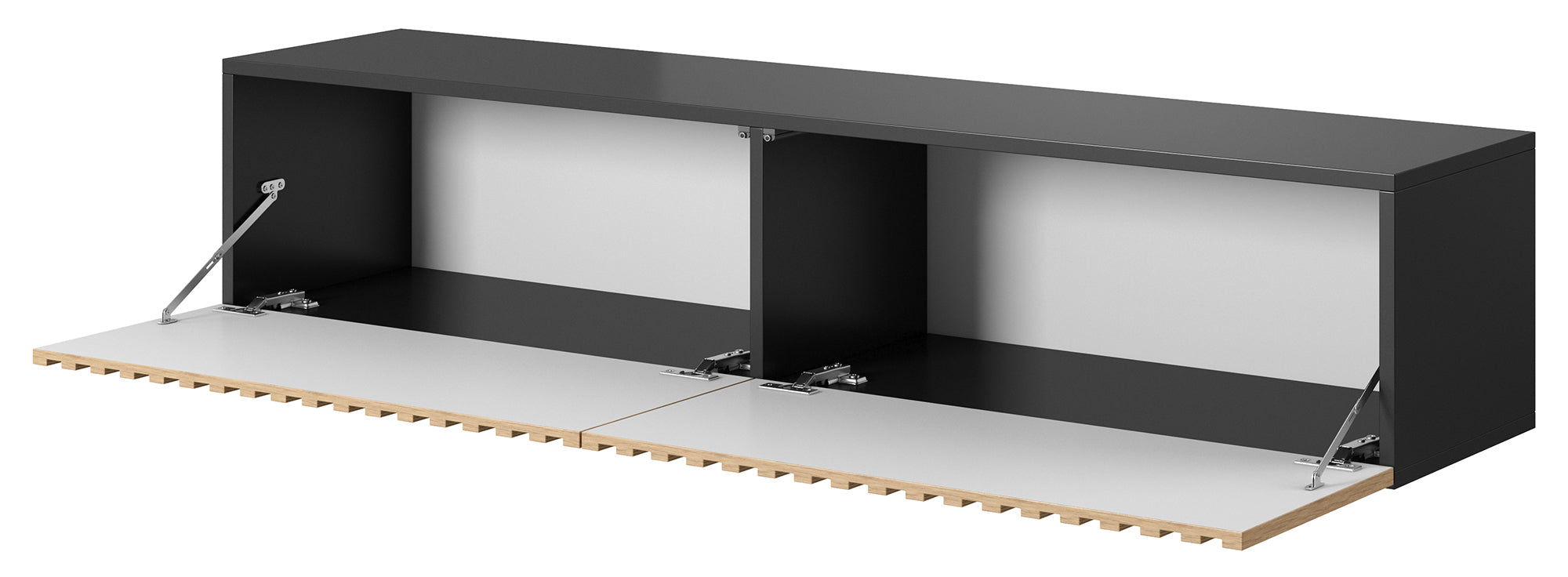 TV-Schrank Telire 138,6 cm schwarz mit lamellenförmiger Front Artisan-Eiche