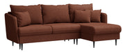 Ecksofa mit Schlaffunktion Volio L-förmig kupferfarbener Chenille Stoff, schwarze Beine