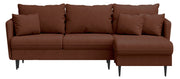 Ecksofa mit Schlaffunktion Volio L-förmig kupferfarbener Chenille Stoff, schwarze Beine
