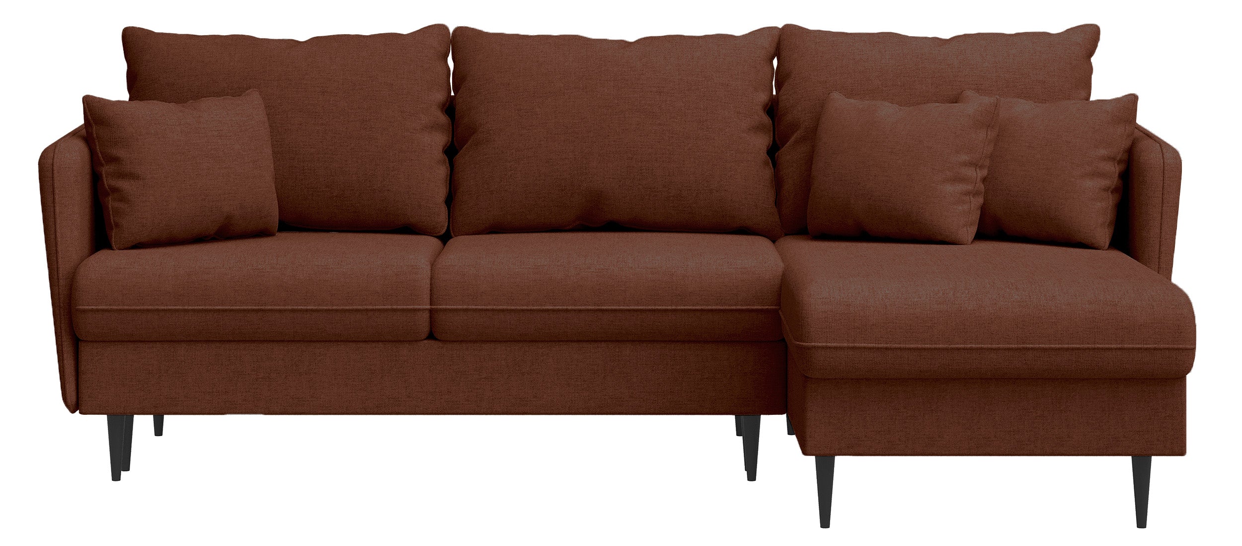 Ecksofa mit Schlaffunktion Volio L-förmig kupferfarbener Chenille Stoff, schwarze Beine