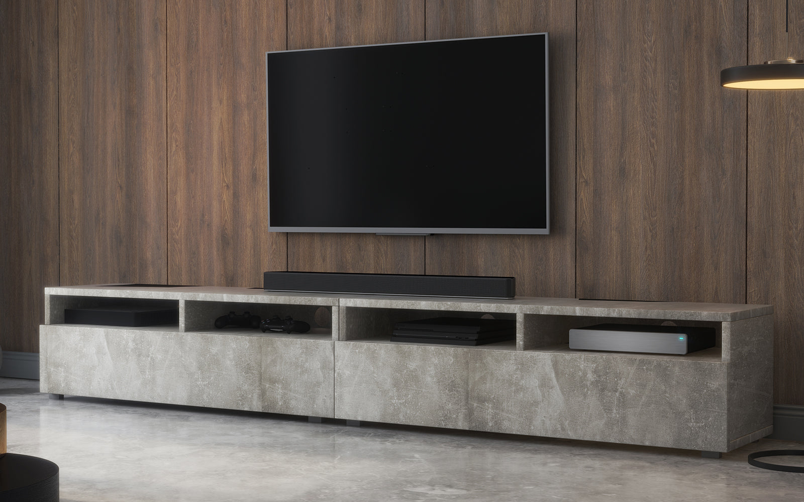 TV-Schrank mit zwei Schubladen Rednaw 200 cm Beton