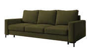 Dreisitziges ausklappbares Sofa Mokpeo mit Stauraum, olivgrüner Samtbezug