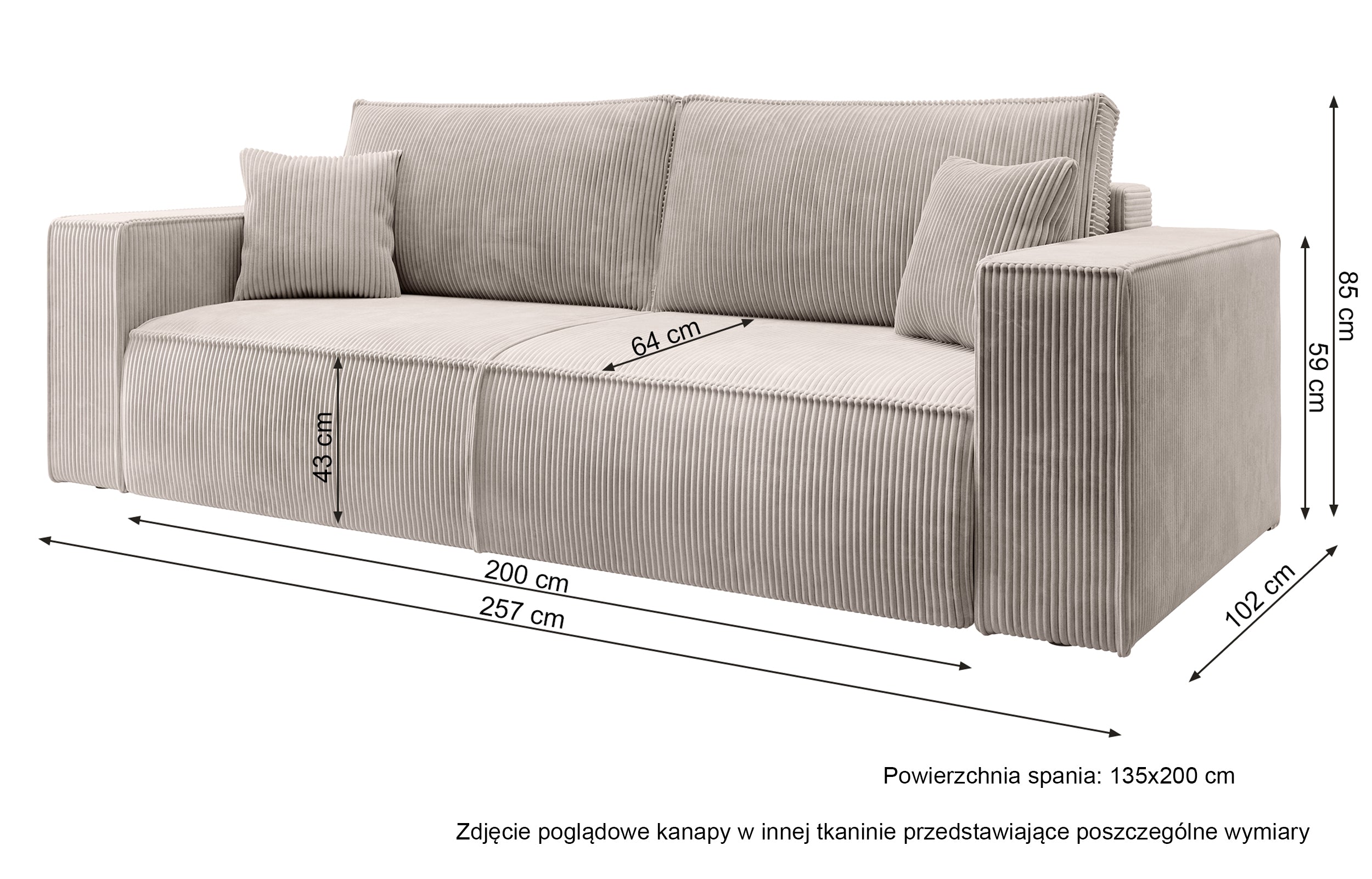 Dreisitziges ausklappbares Sofa Farese mit Stauraum, rosa Cord