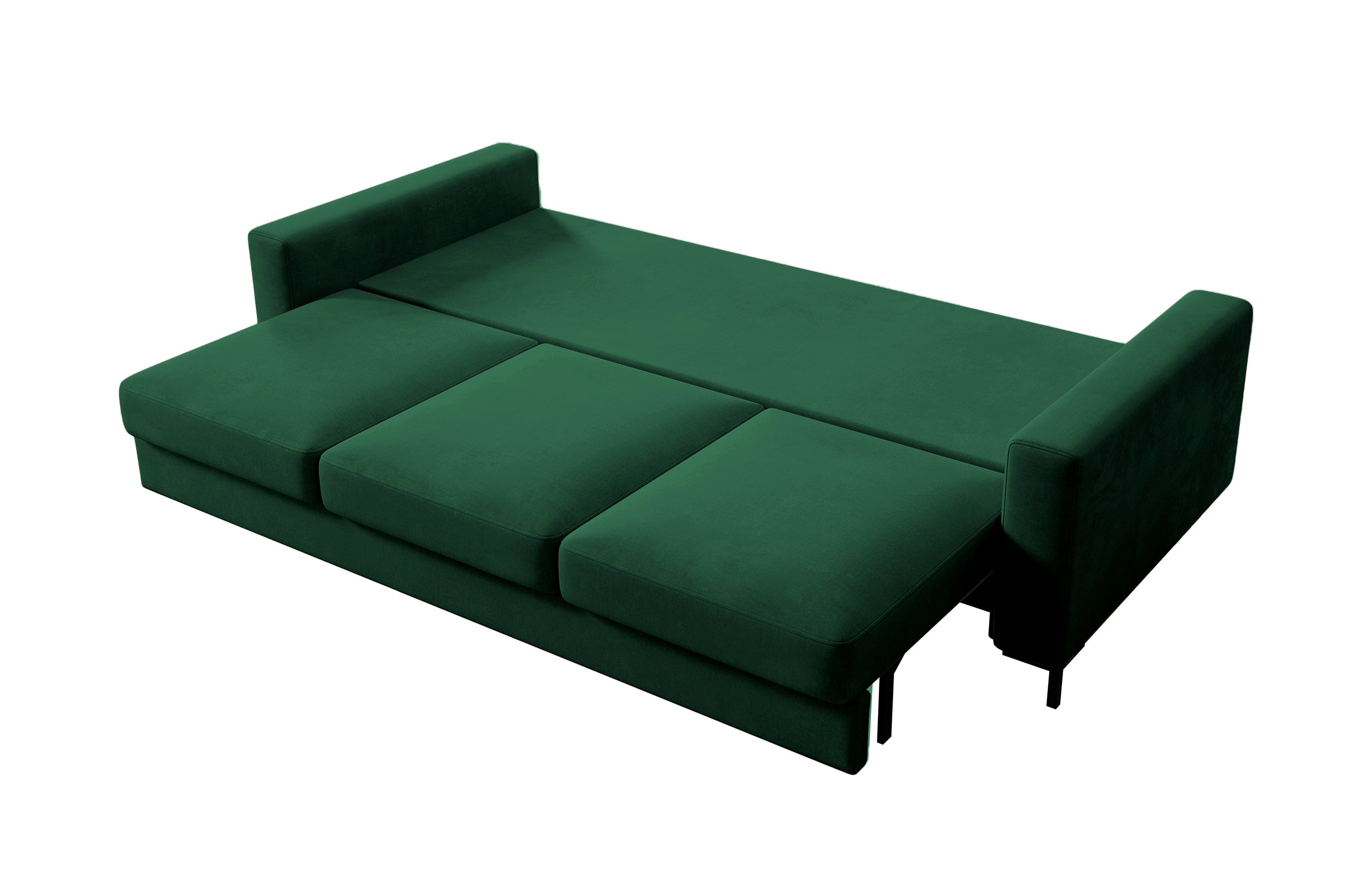 Dreisitziges Schlafsofa Mokpeo mit Stauraum, grün, Samt
