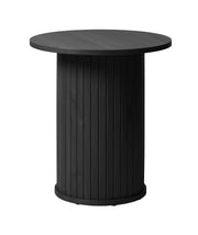 Runder Couchtisch Gativel 50 cm Lamellen Eiche Schwarz