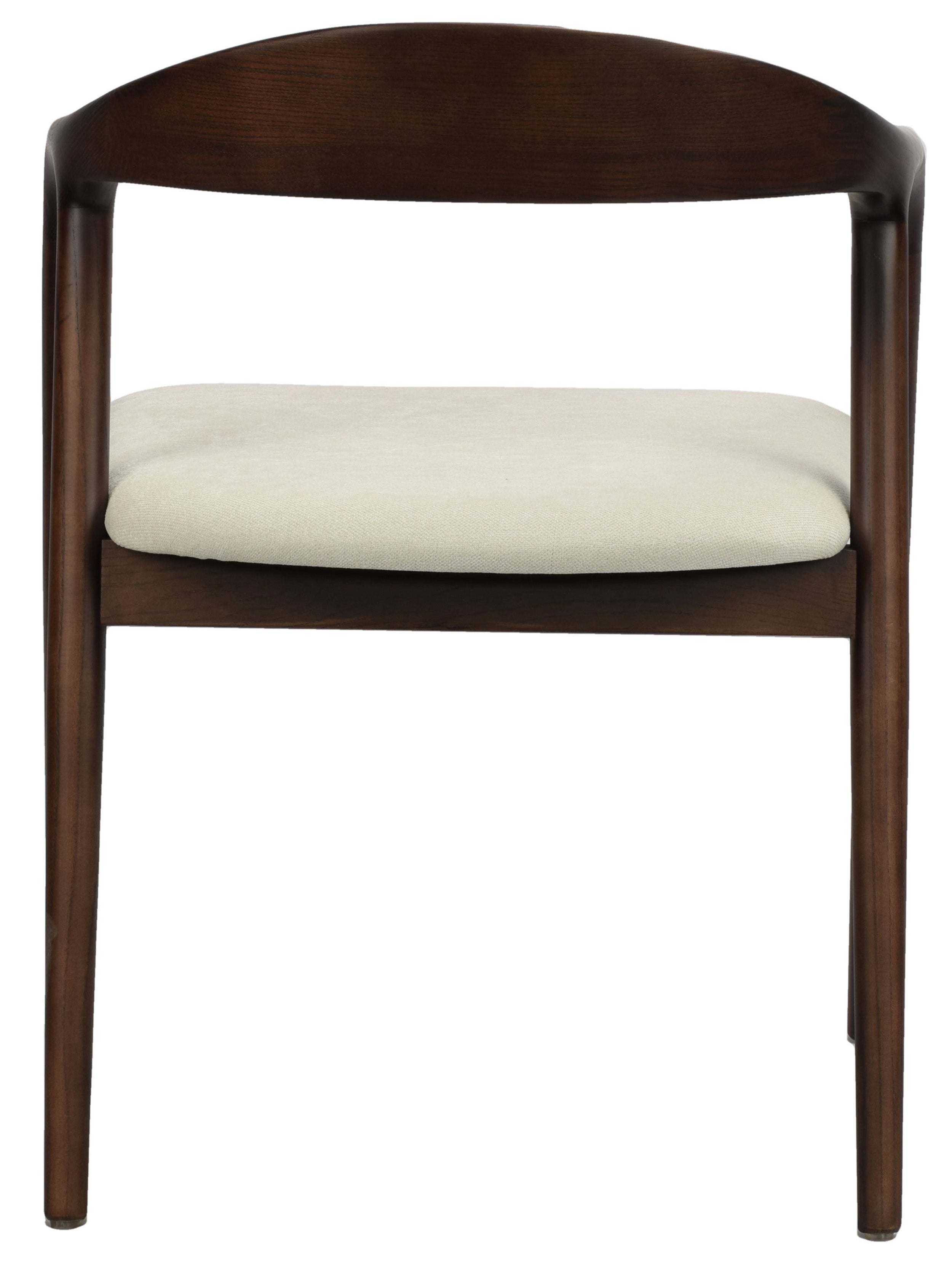 Holzstuhl für das Esszimmer Insible mit leicht zu reinigendem Stoff, cremefarbene Flechtung/Nussbaum
