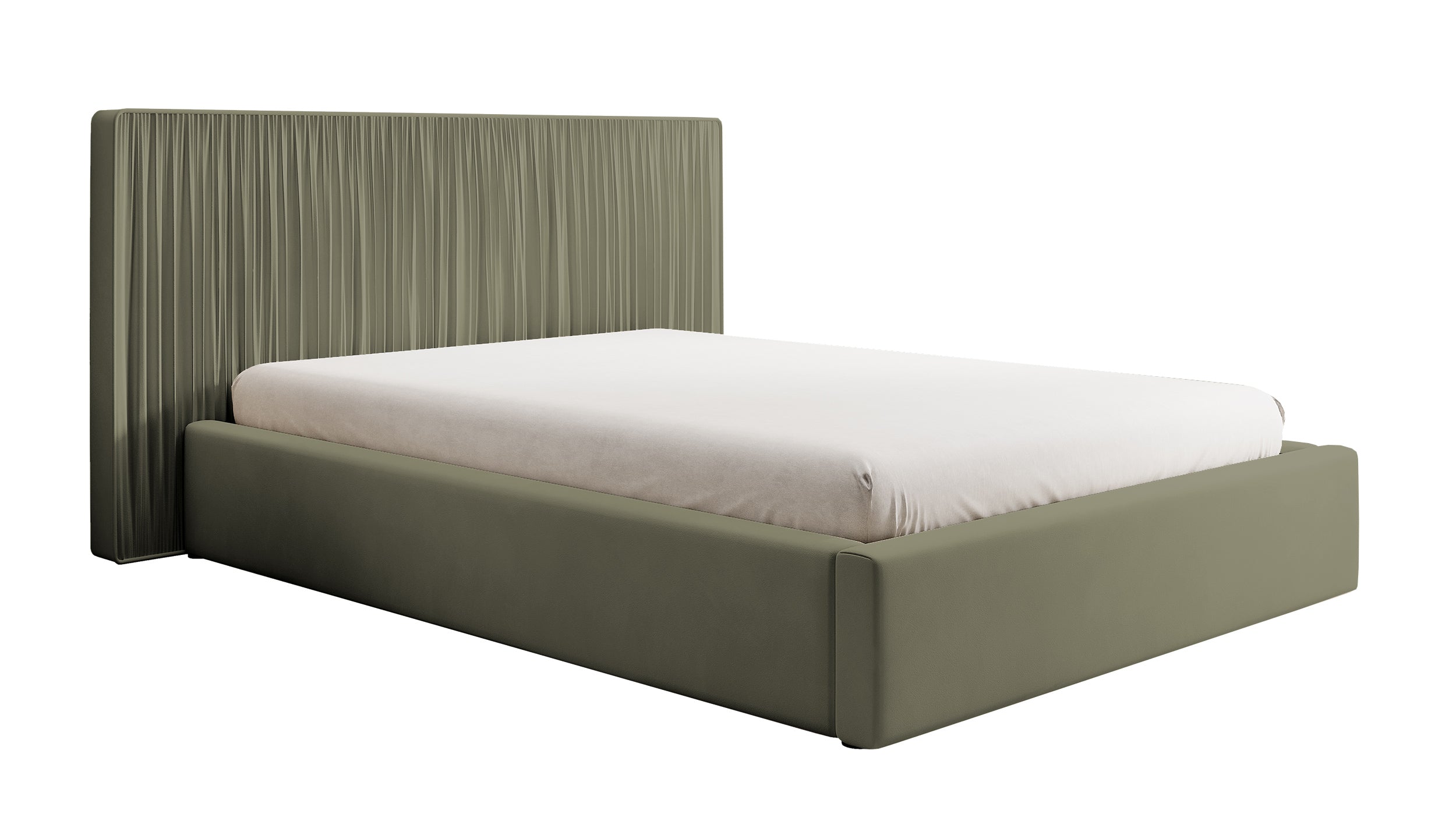 Polsterbett 160x200 cm Toile mit Stauraum und Metallrahmen, olivgrüner Samt