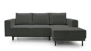 Ecksofa mit Schlaffunktion Rodario Mini, L-förmig, mit Stauraum, grauer Cord, rechtsseitig
