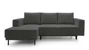 Ecksofa mit Schlaffunktion Rodario Mini L-förmig mit Stauraum, grau Cord, linksseitig