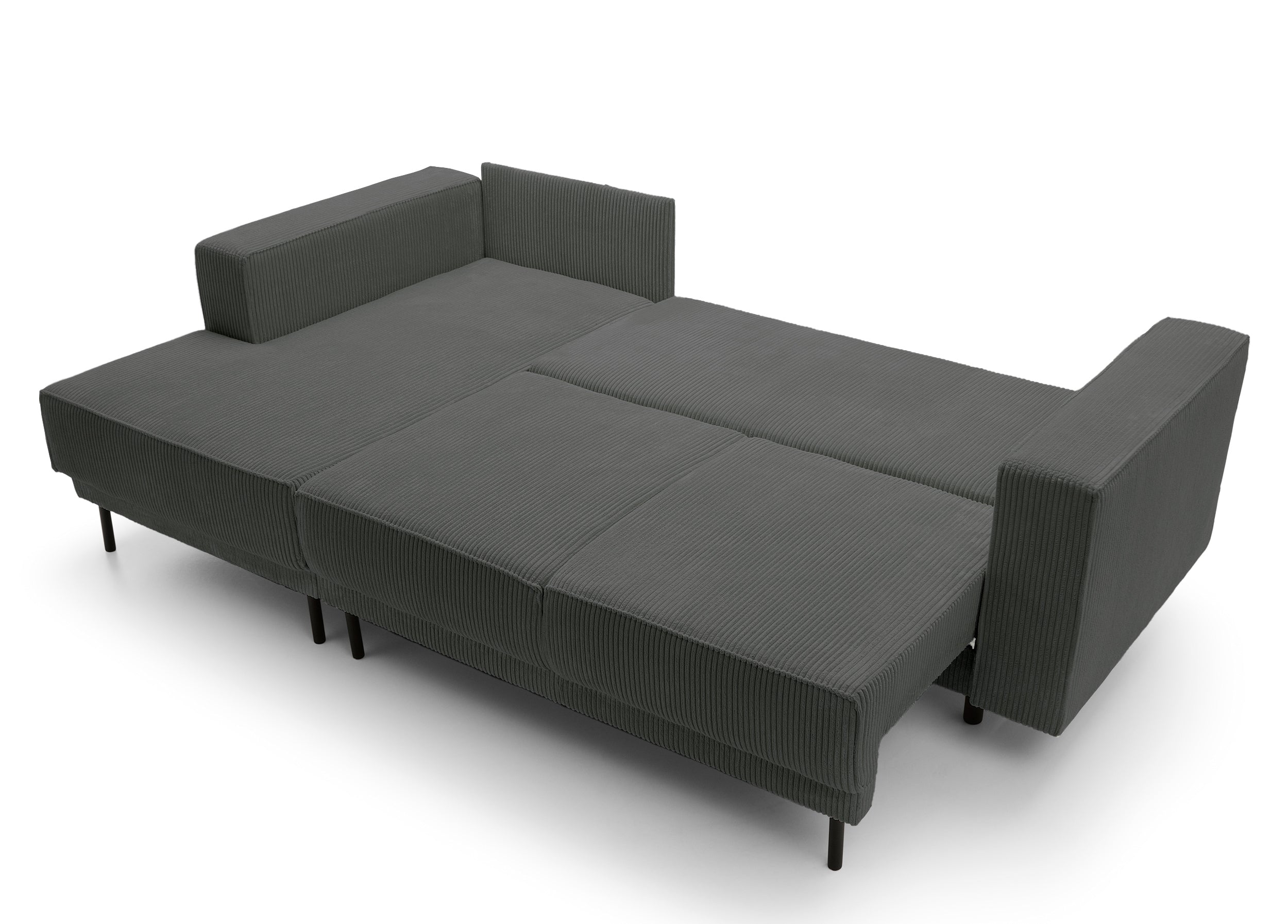 Ecksofa mit Schlaffunktion Rodario Mini L-förmig mit Stauraum, grau Cord, linksseitig
