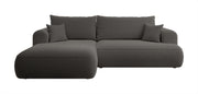 Ecksofa mit Schlaffunktion Ovo, L-förmig, dunkelgrau, mit Stauraum, Bouclé, linksseitig