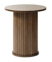 Runder Couchtisch Gativel 50 cm mit Lamellen in gebranntem Eichenholz