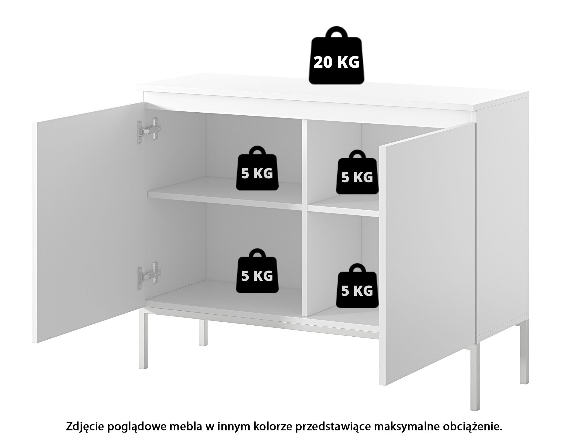 Zweiturige Kommode Bemmi 100 cm schwarz mit goldenen Beinen