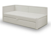 Ausziehbares Doppelbett Caprili in Creme, Geflecht, universell einsetzbar