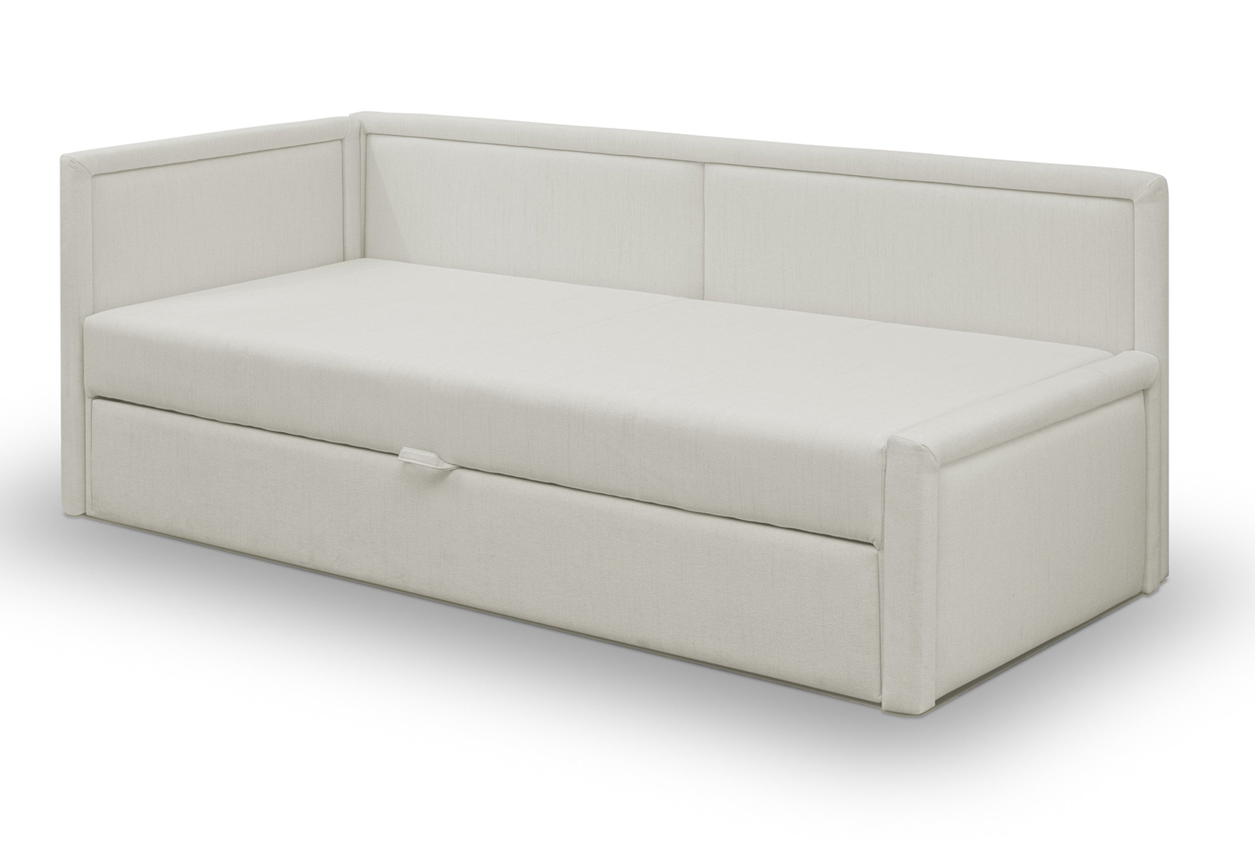 Ausziehbares Doppelbett Caprili in Creme, Geflecht, universell einsetzbar