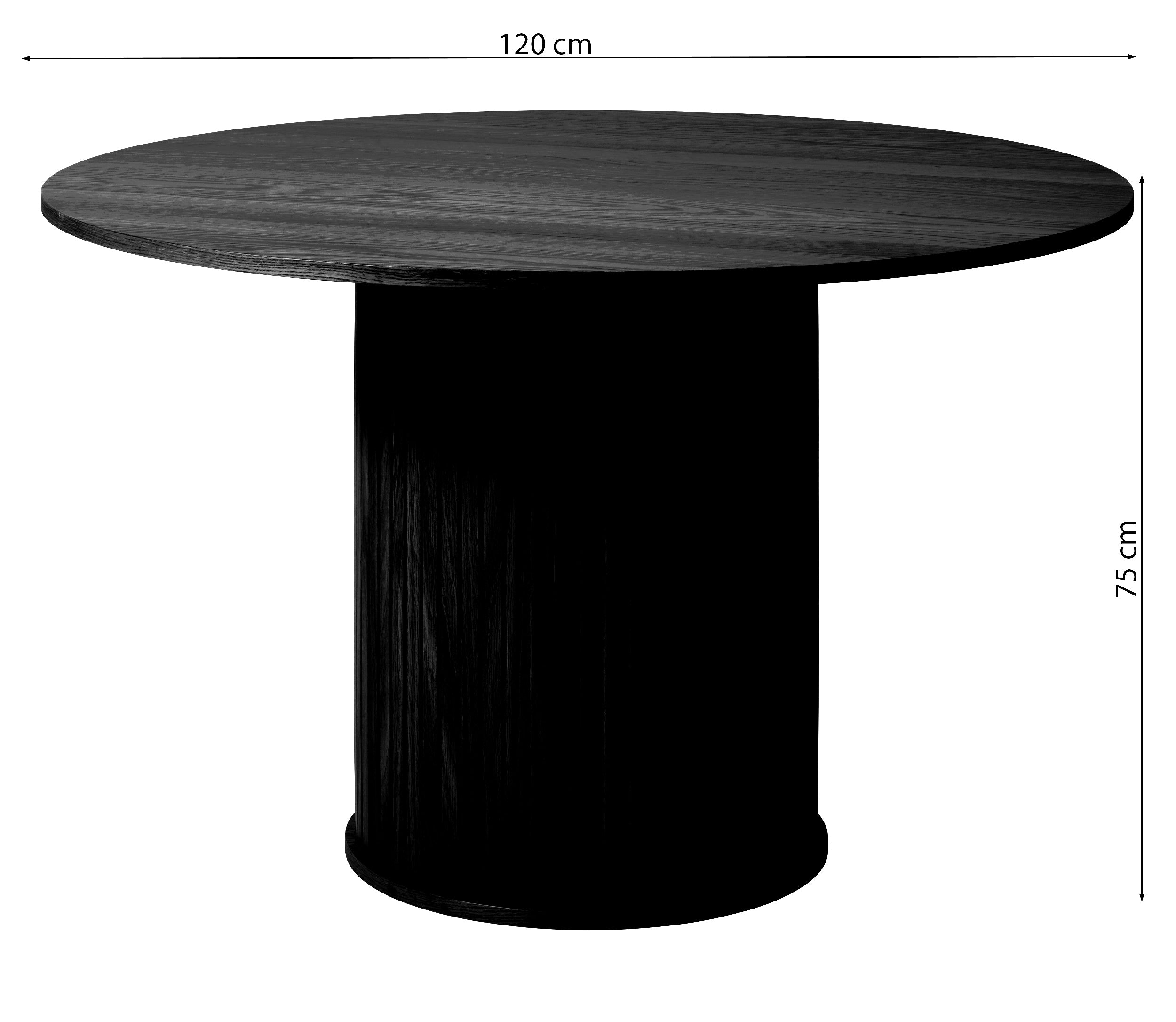 Runder Tisch Gativel 120 cm mit runder Basis, Lamellen in natürlicher Eiche