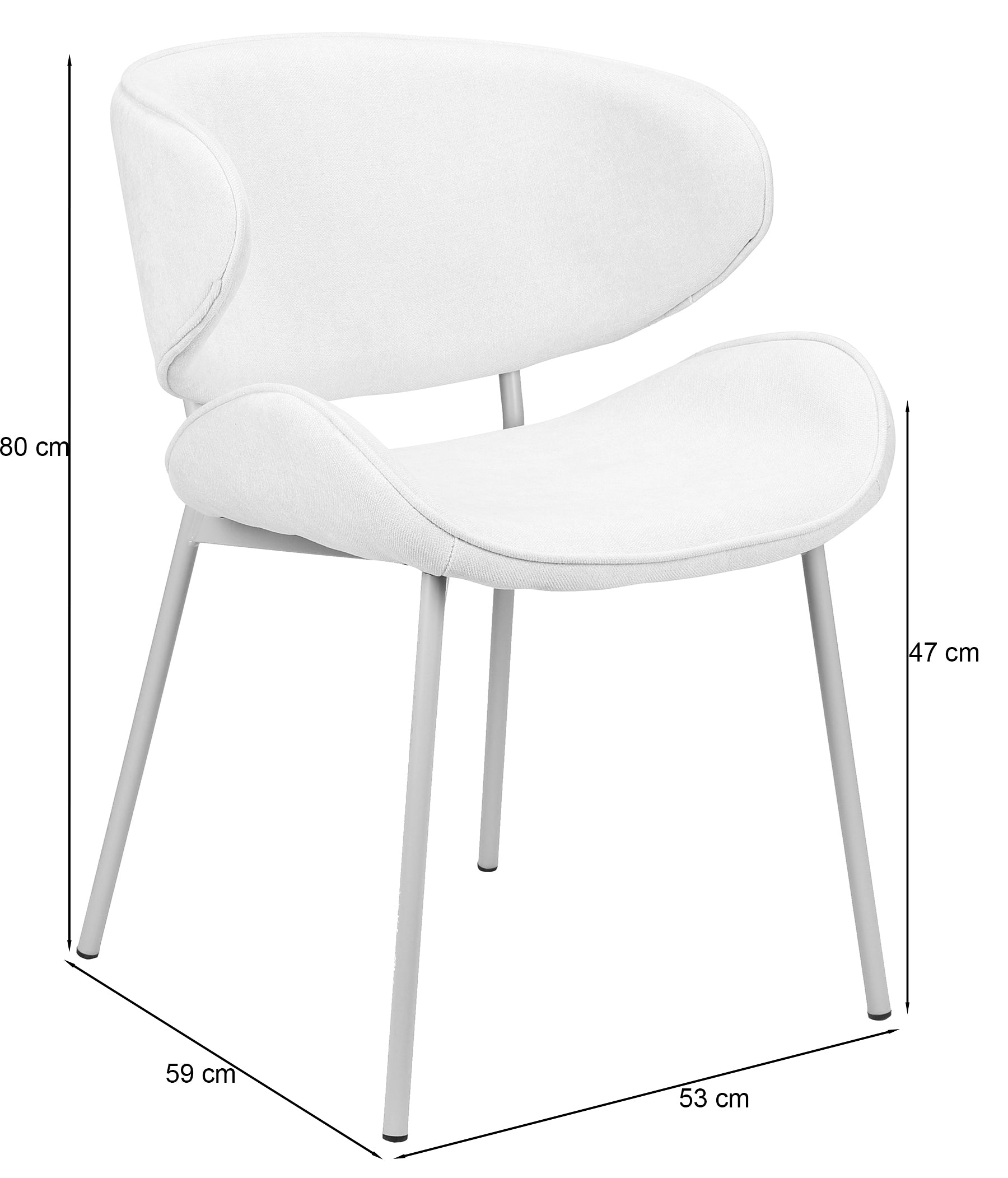 Gepolsterter Esszimmerstuhl Pretically aus pflegeleichtem cremefarbenem Chenille-Stoff