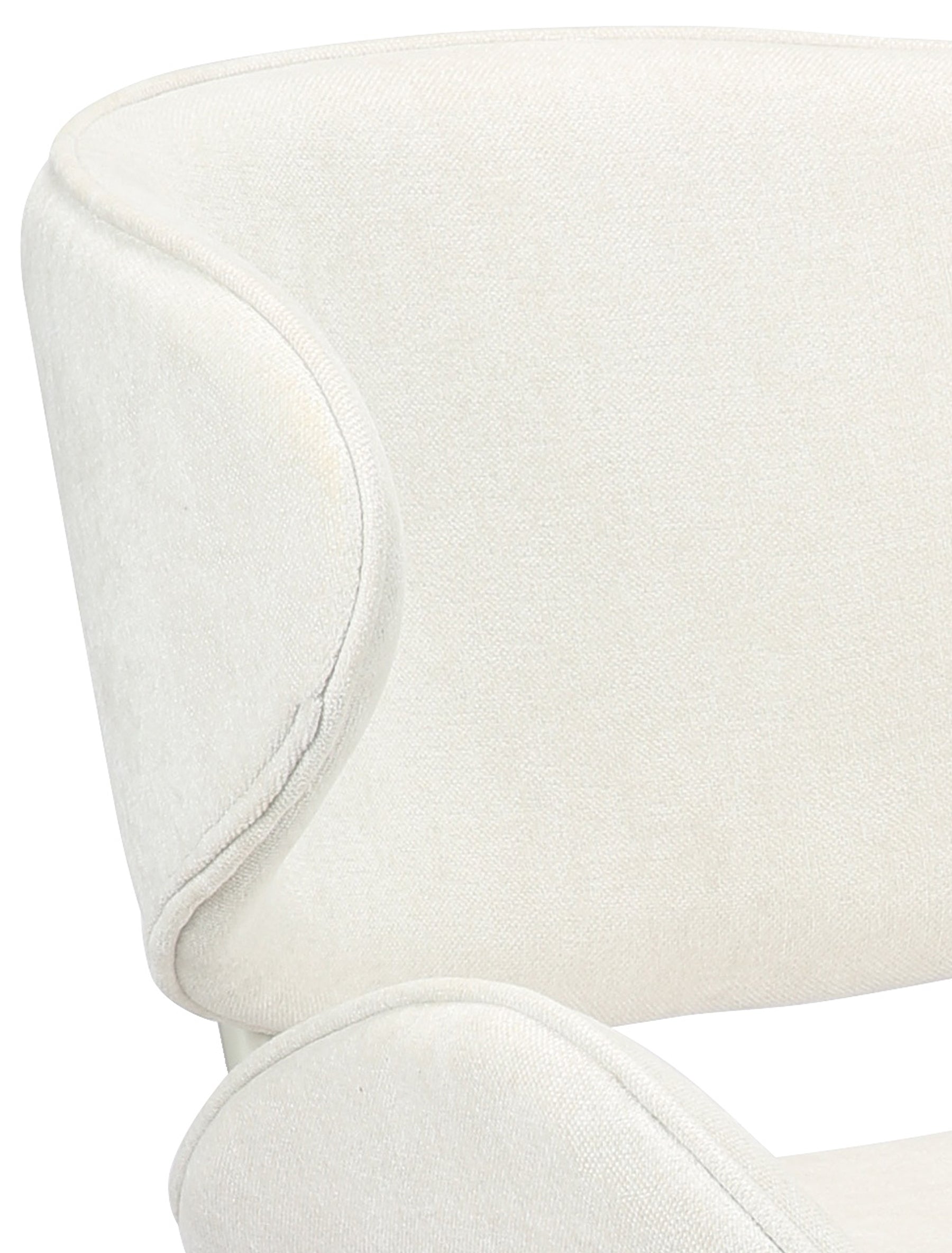 Gepolsterter Esszimmerstuhl Pretically aus pflegeleichtem cremefarbenem Chenille-Stoff