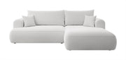 Ecksofa mit Schlaffunktion Ovo, L-förmig, grau, mit Stauraum, Bouclé, rechtsseitig