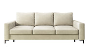 Dreisitziges ausklappbares Sofa Mokpeo mit Stauraum, beige, pflegeleichter Samtstoff