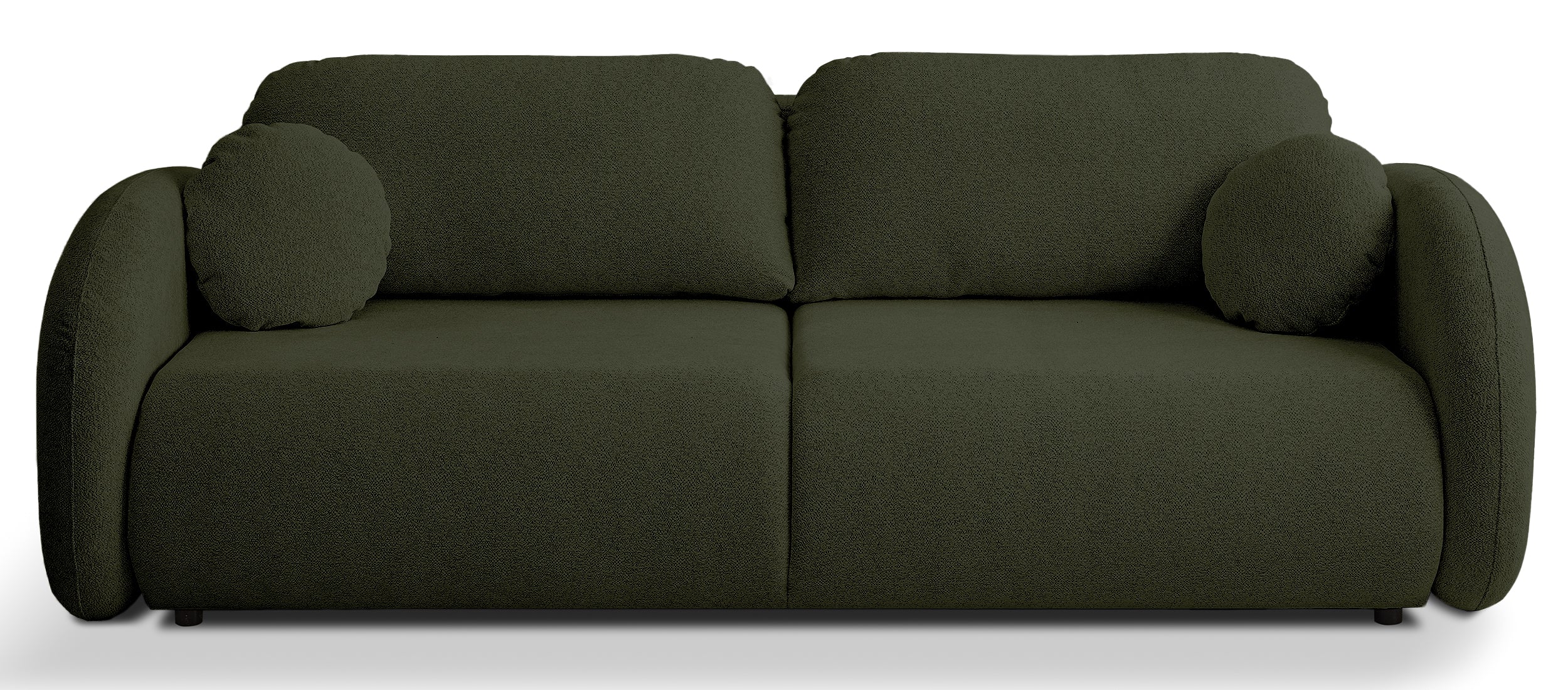 Dreisitziges ausklappbares Sofa Ovally mit Stauraum, olivgrüner Chenille