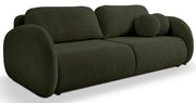 Dreisitziges ausklappbares Sofa Ovally mit Stauraum, olivgrüner Chenille