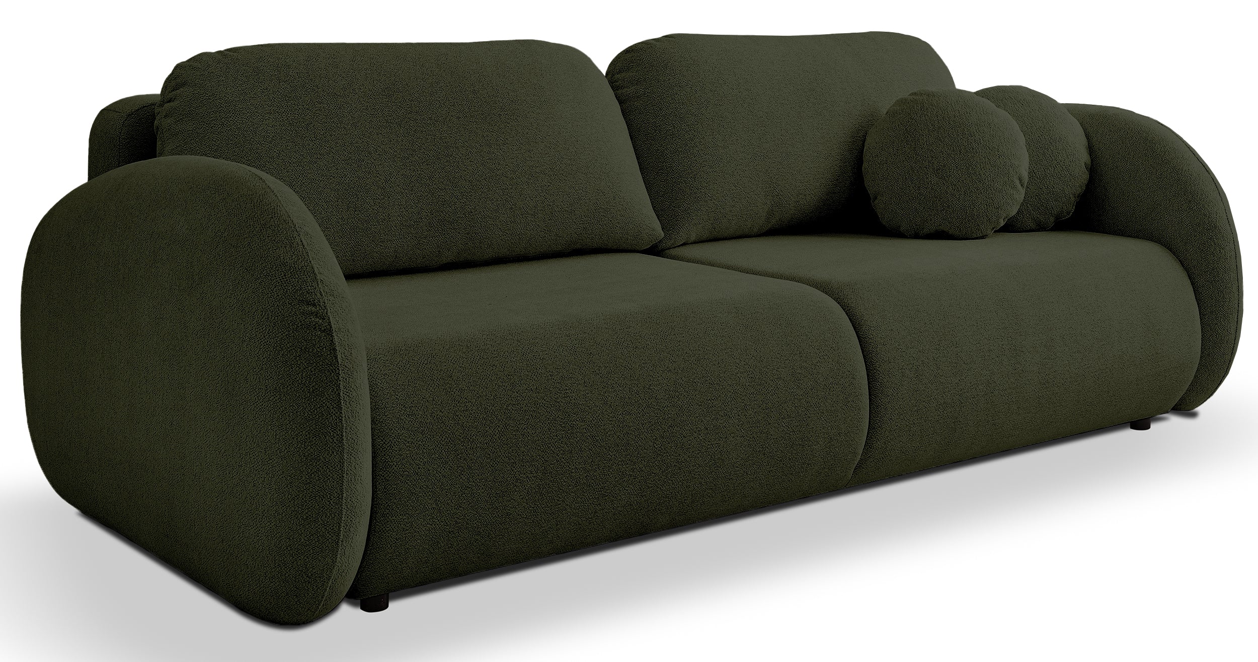 Dreisitziges ausklappbares Sofa Ovally mit Stauraum, olivgrüner Chenille