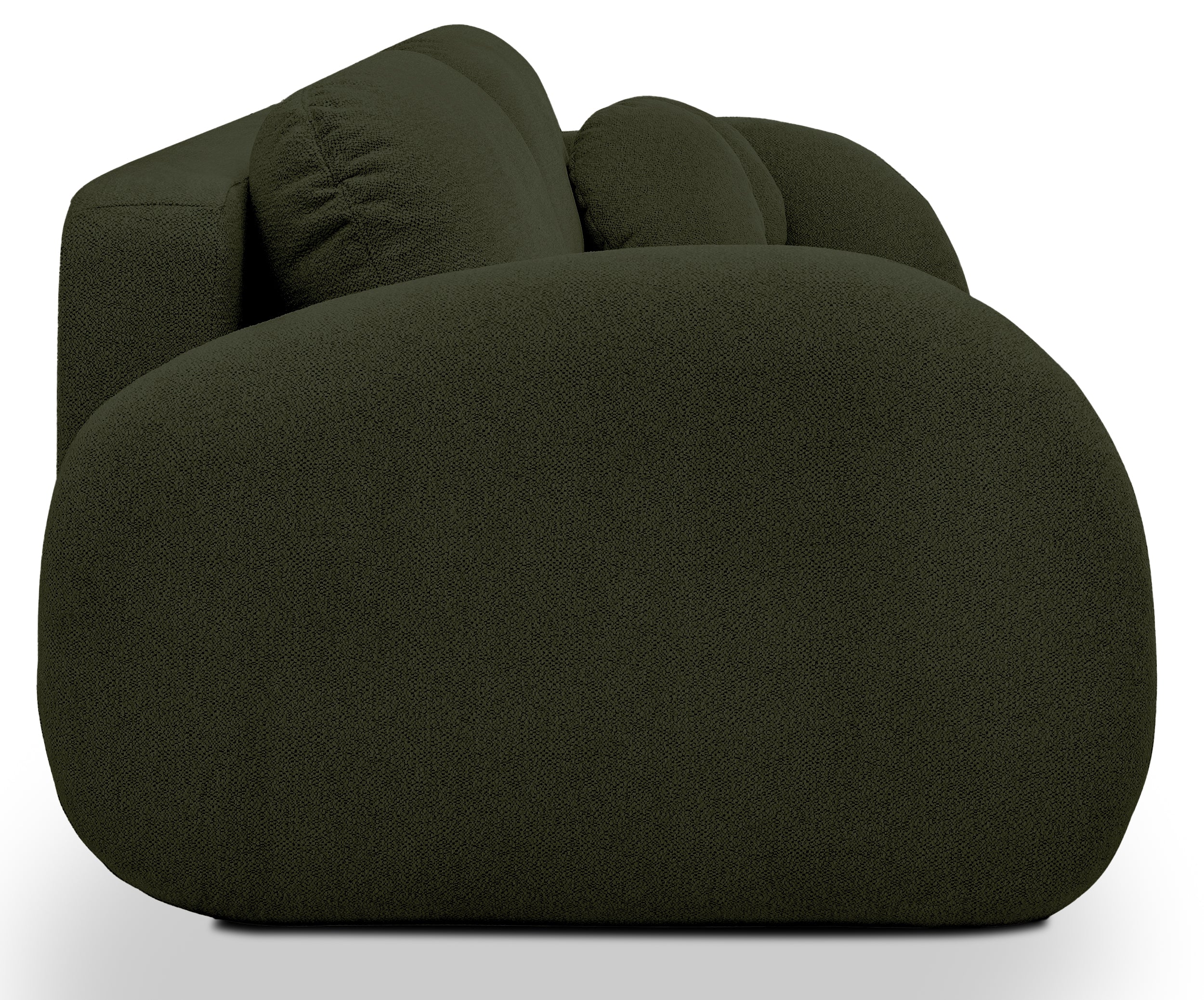 Dreisitziges ausklappbares Sofa Ovally mit Stauraum, olivgrüner Chenille