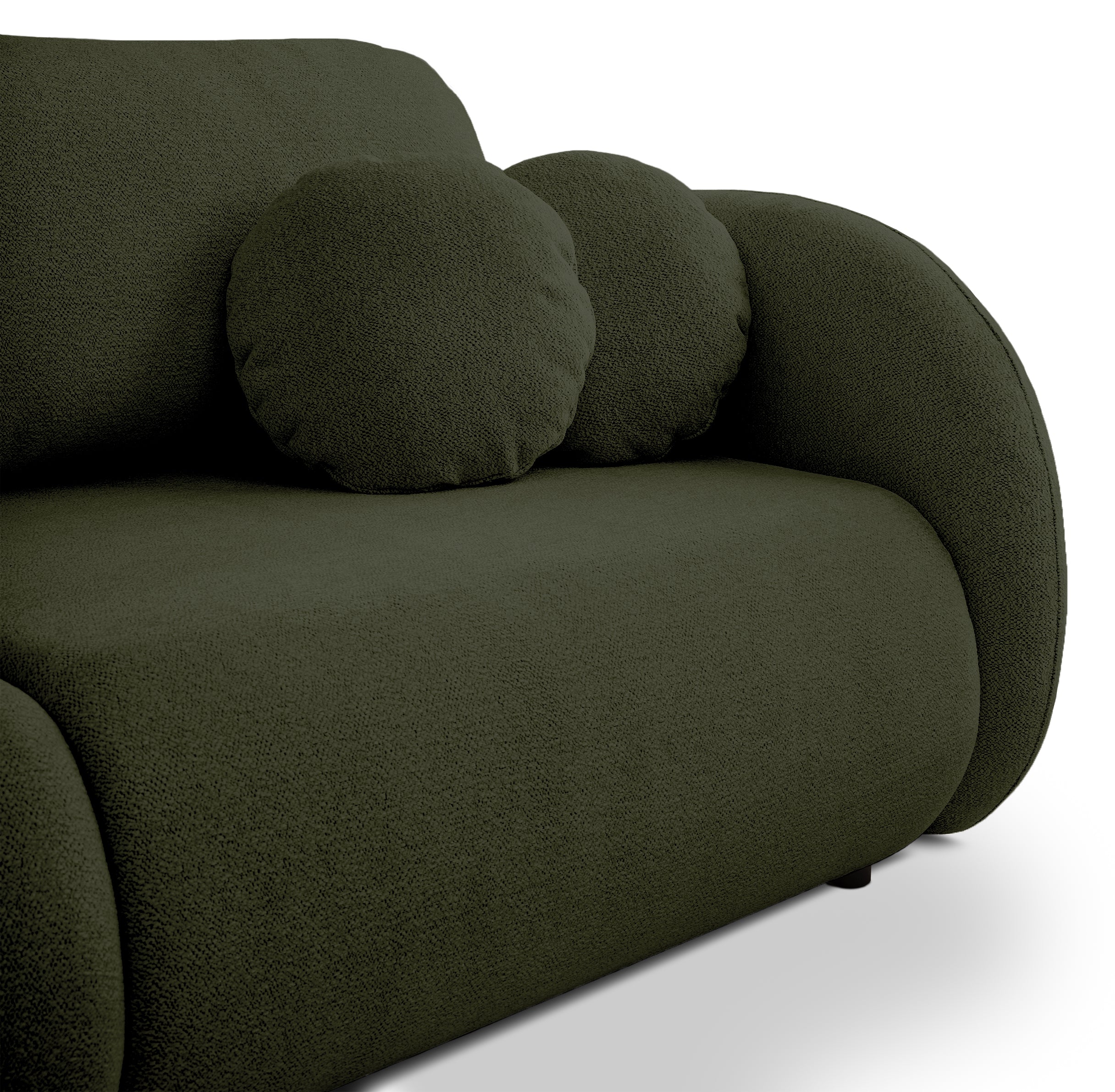 Dreisitziges ausklappbares Sofa Ovally mit Stauraum, olivgrüner Chenille