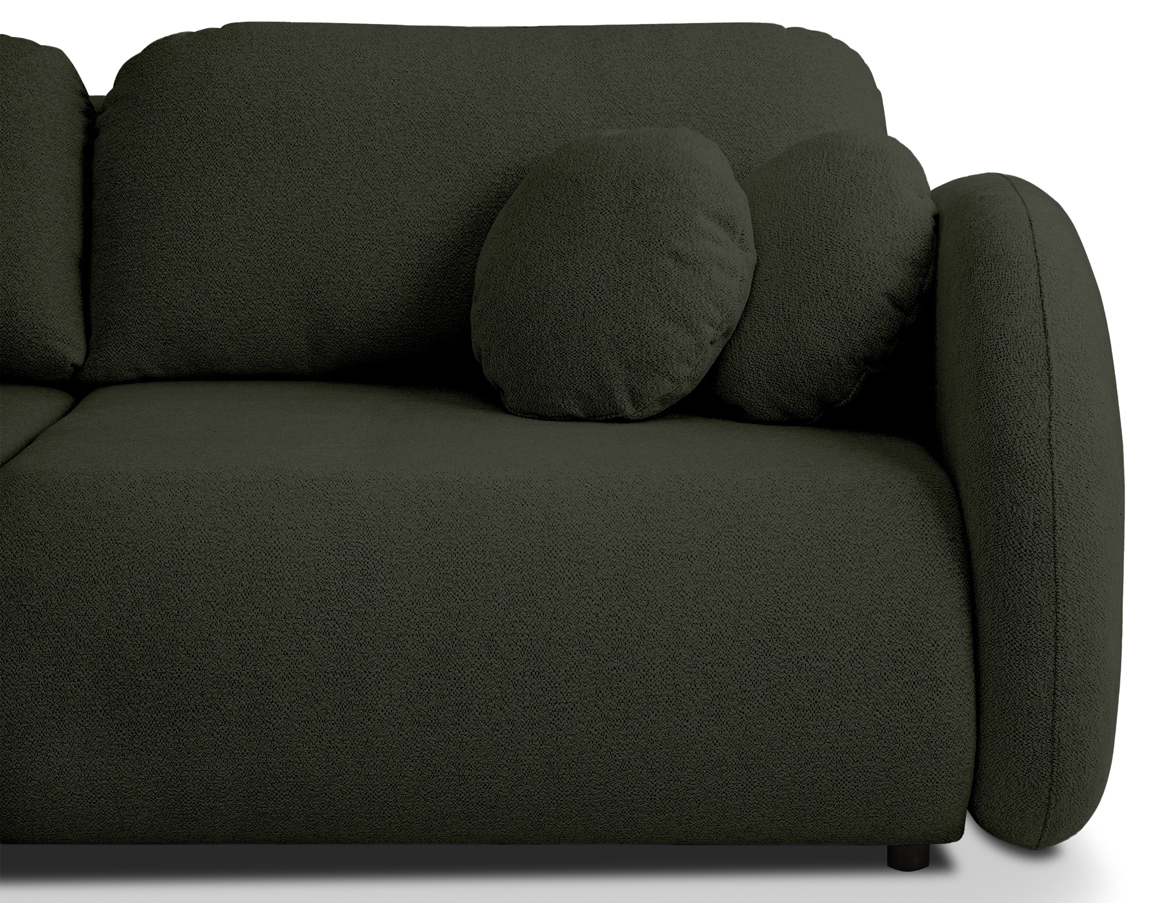 Dreisitziges ausklappbares Sofa Ovally mit Stauraum, olivgrüner Chenille