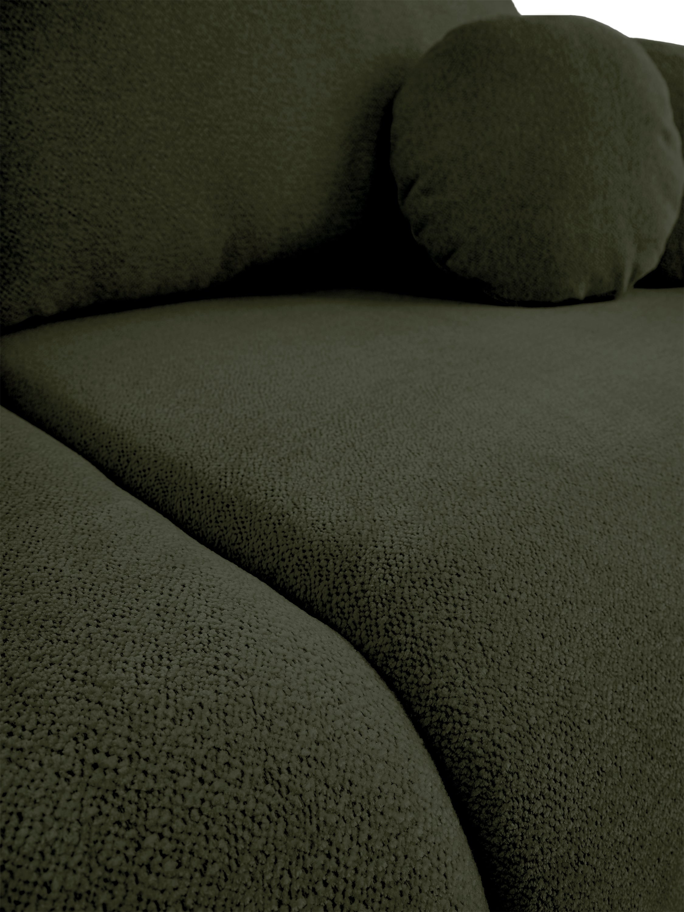 Dreisitziges ausklappbares Sofa Ovally mit Stauraum, olivgrüner Chenille