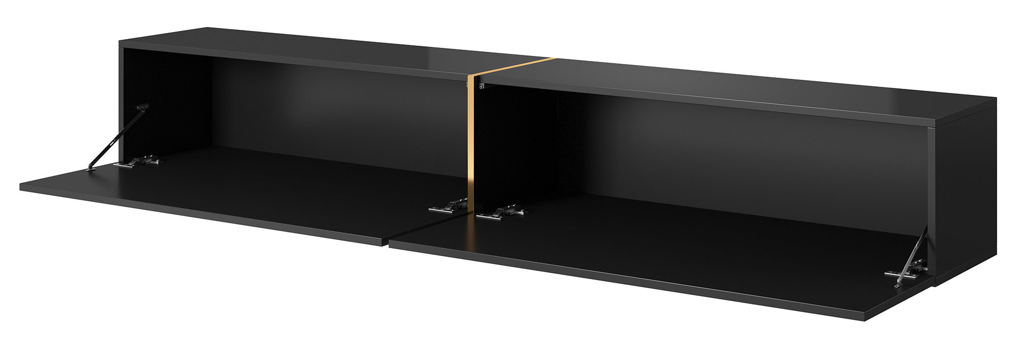TV-Schrank Bisira 200 cm schwarz mit goldenem Einsatz
