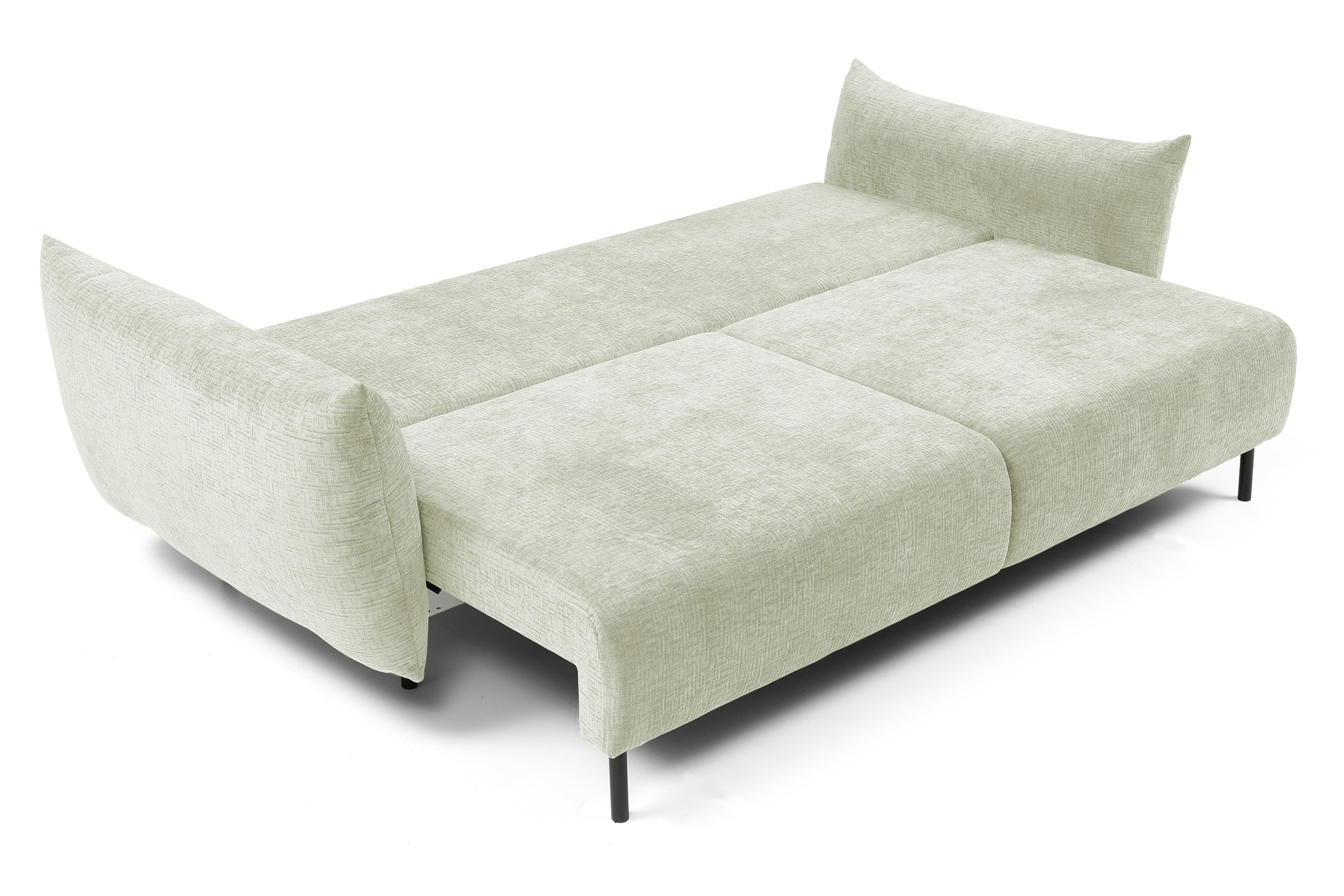 Dreisitziges ausklappbares Sofa Candeiro mit Stauraum, cremefarbenes Chenille